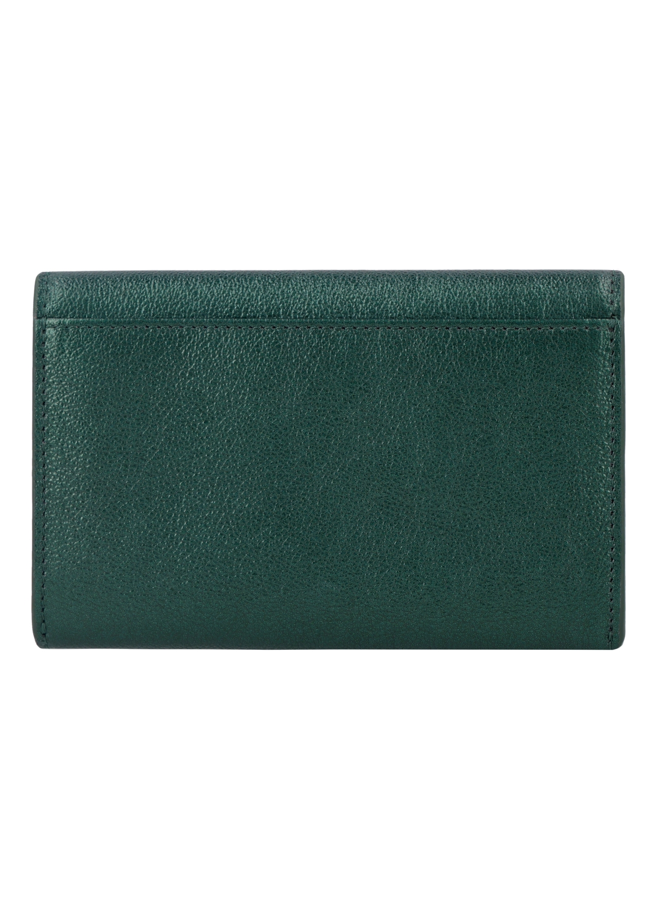 Medium dark green women's leather wallet PORES-1030-8C(Z26), back view of the product on a white background.