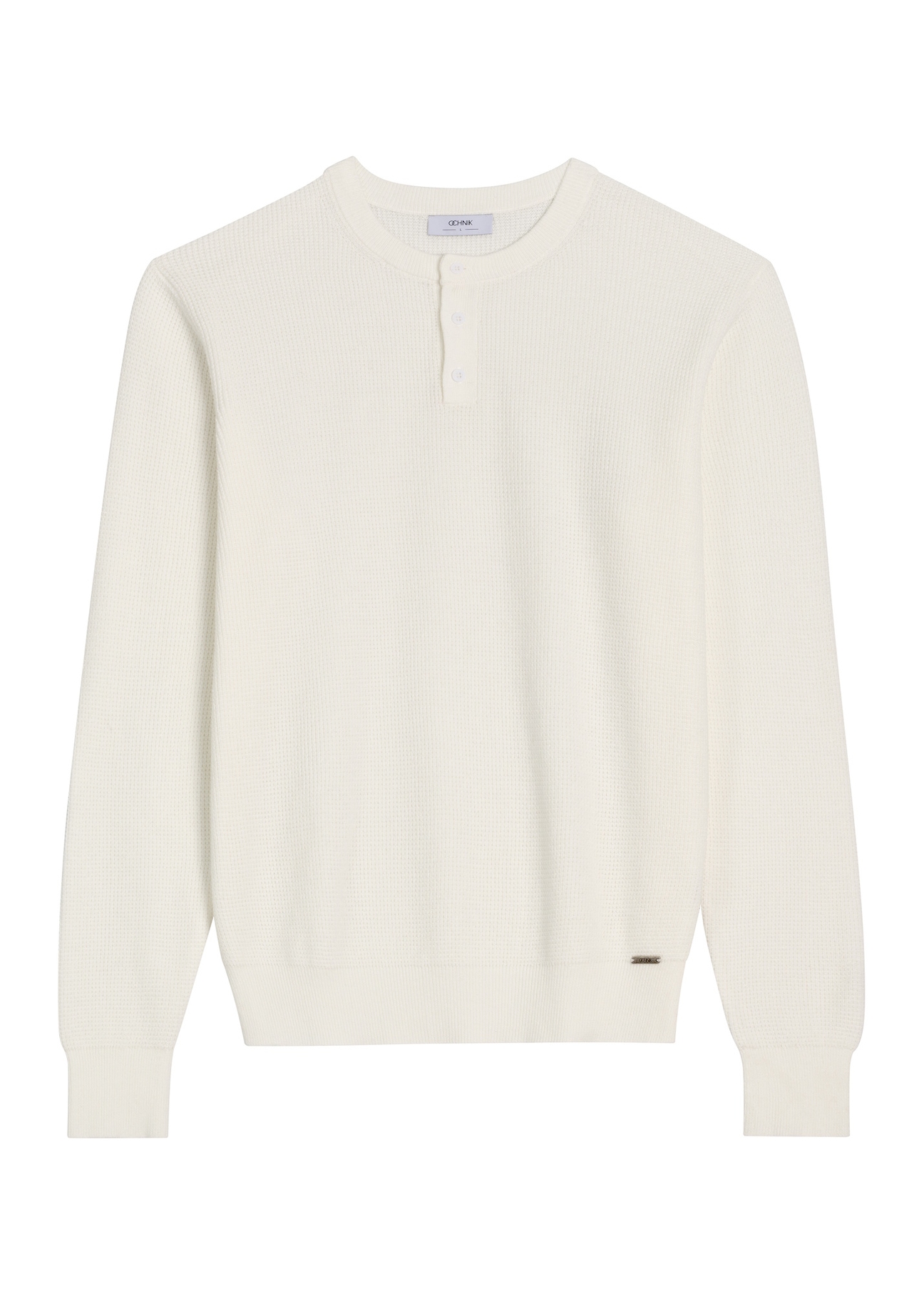 Men's ecru sweater SWEMT-0201-0B(Z26), front product view on white background.