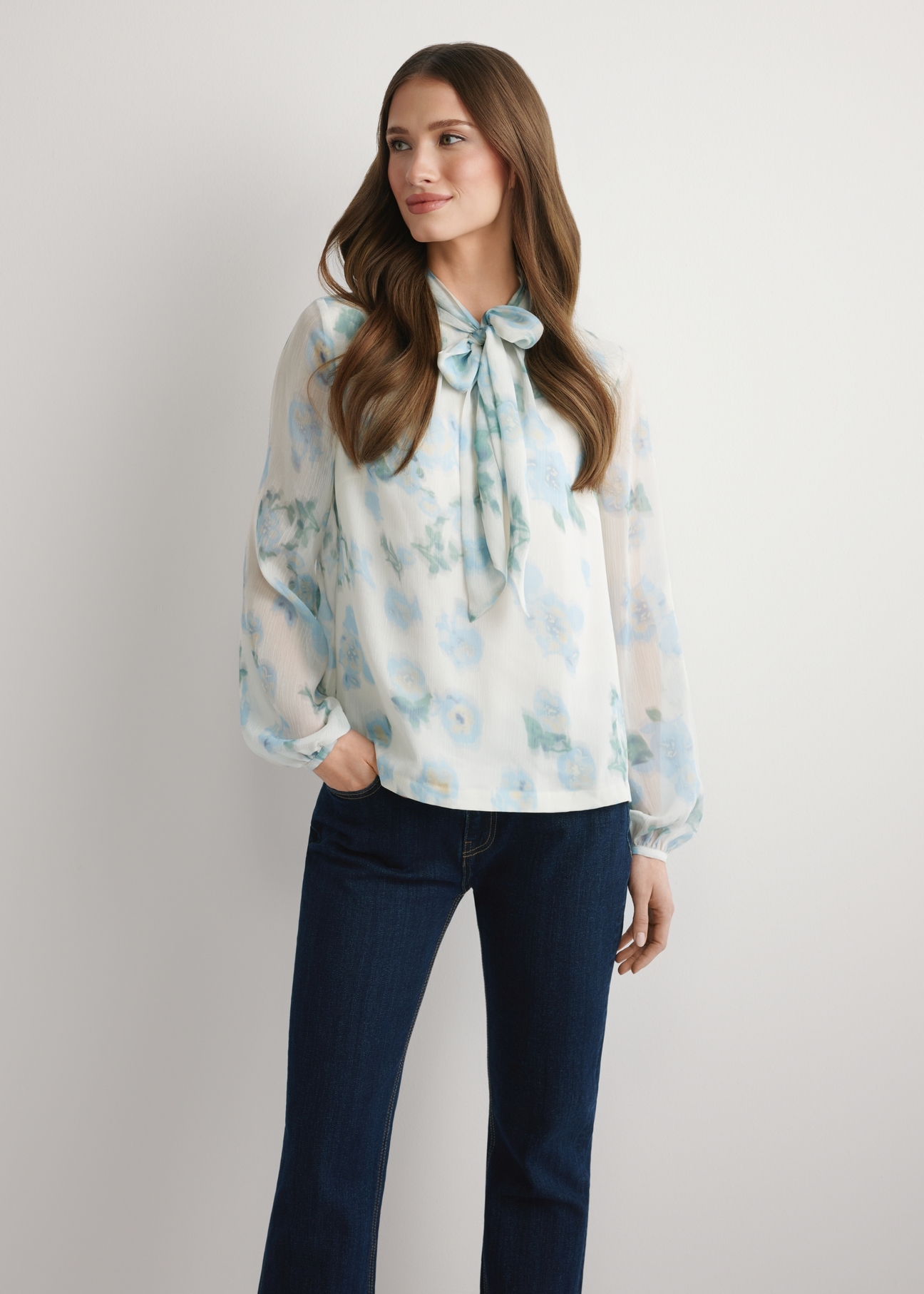 Women's floral blouse BLUDT-0208-7P(W26)