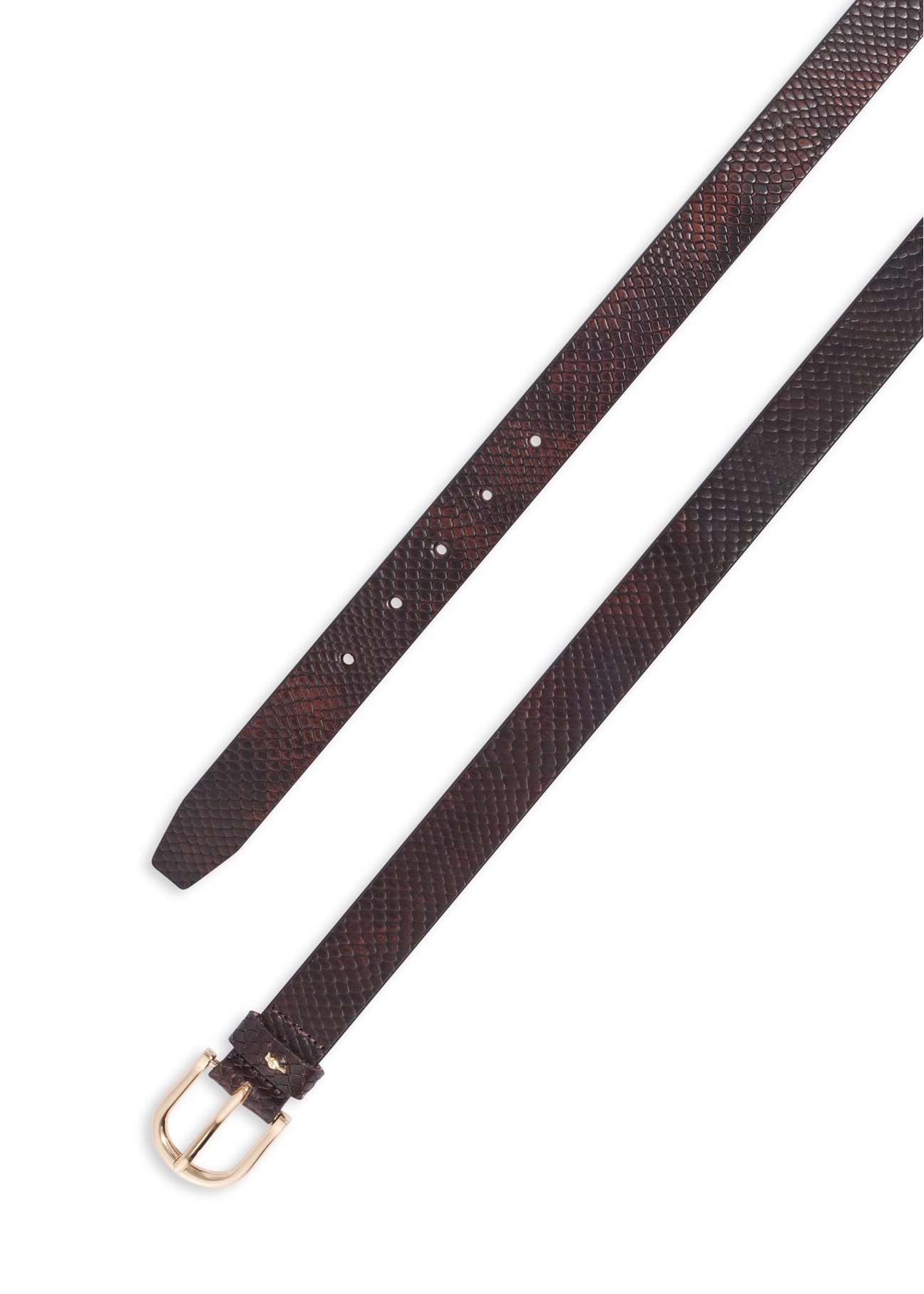 Brown women's leather belt PASDS-0333-1P(Z26) – top view of the product on a white background.