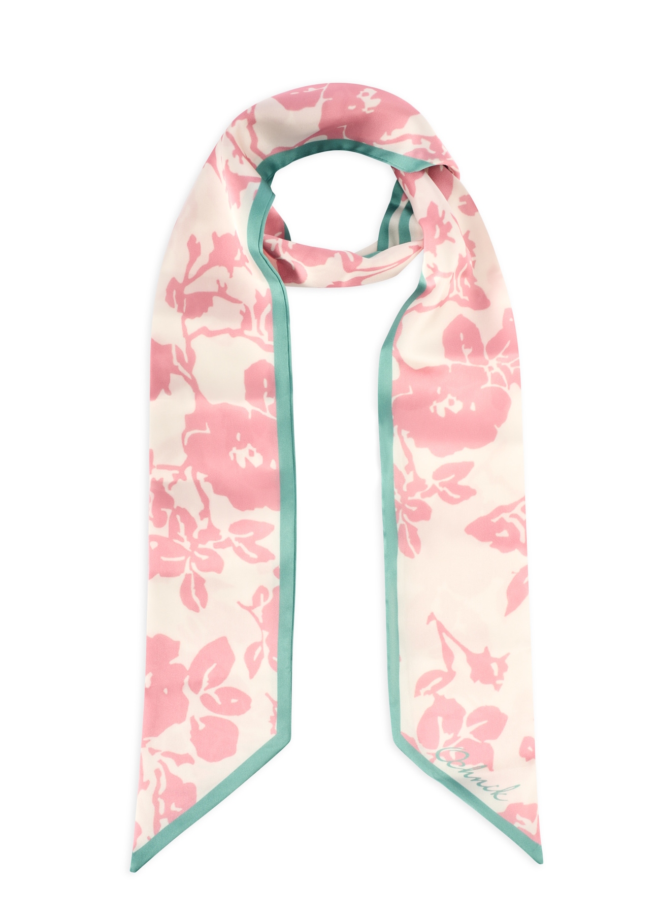 Cream floral women's scarf SZADT-0187-5P(W26), front product view on white background.