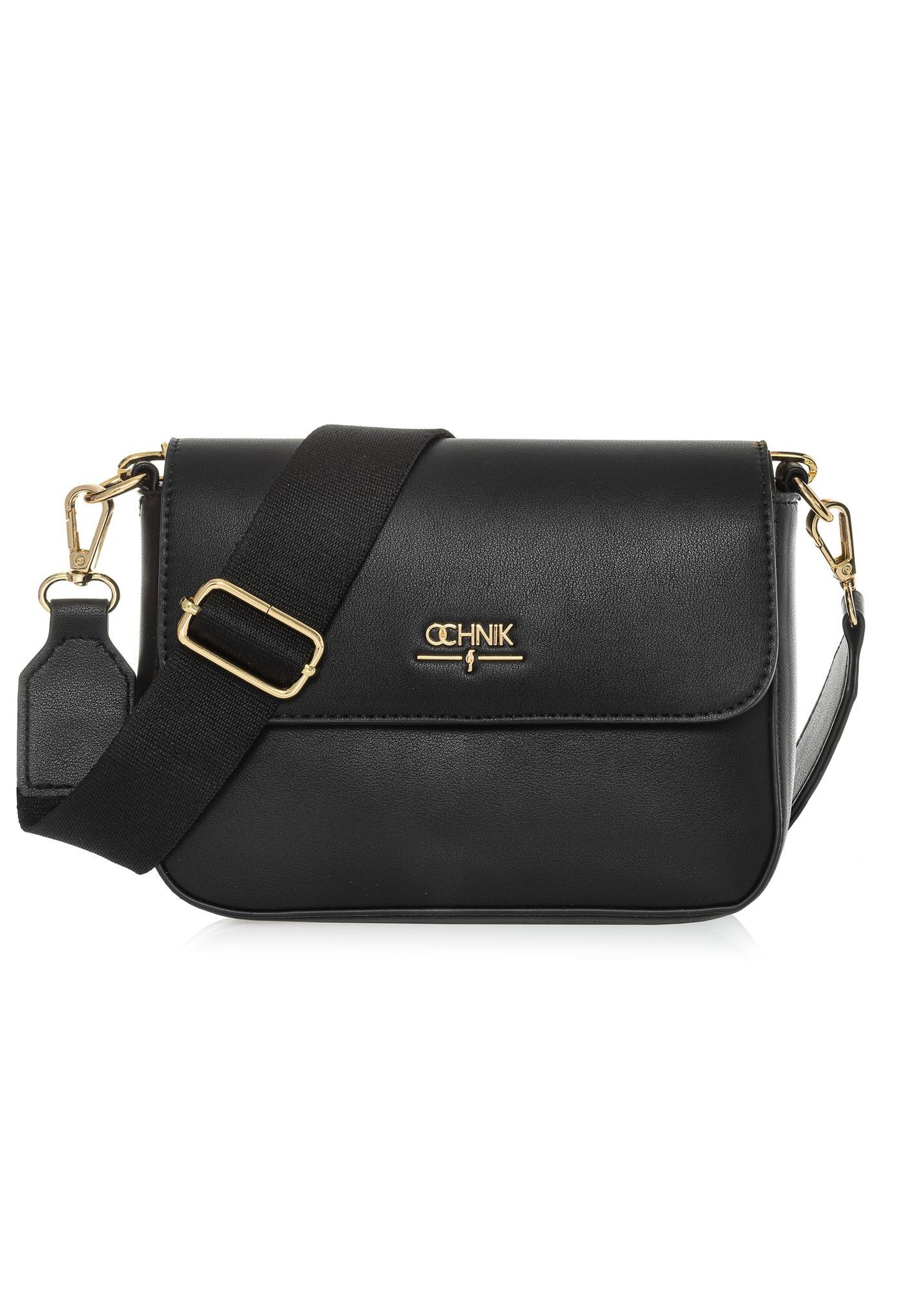 Black women's messenger bag with chain TOREC-0767C-99(Z25) - front view of the product on a white background.