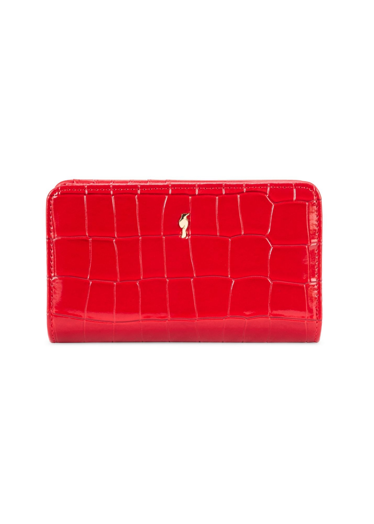 Red women's croco wallet POREC-0353A-42(Z25) - front product view on white background.