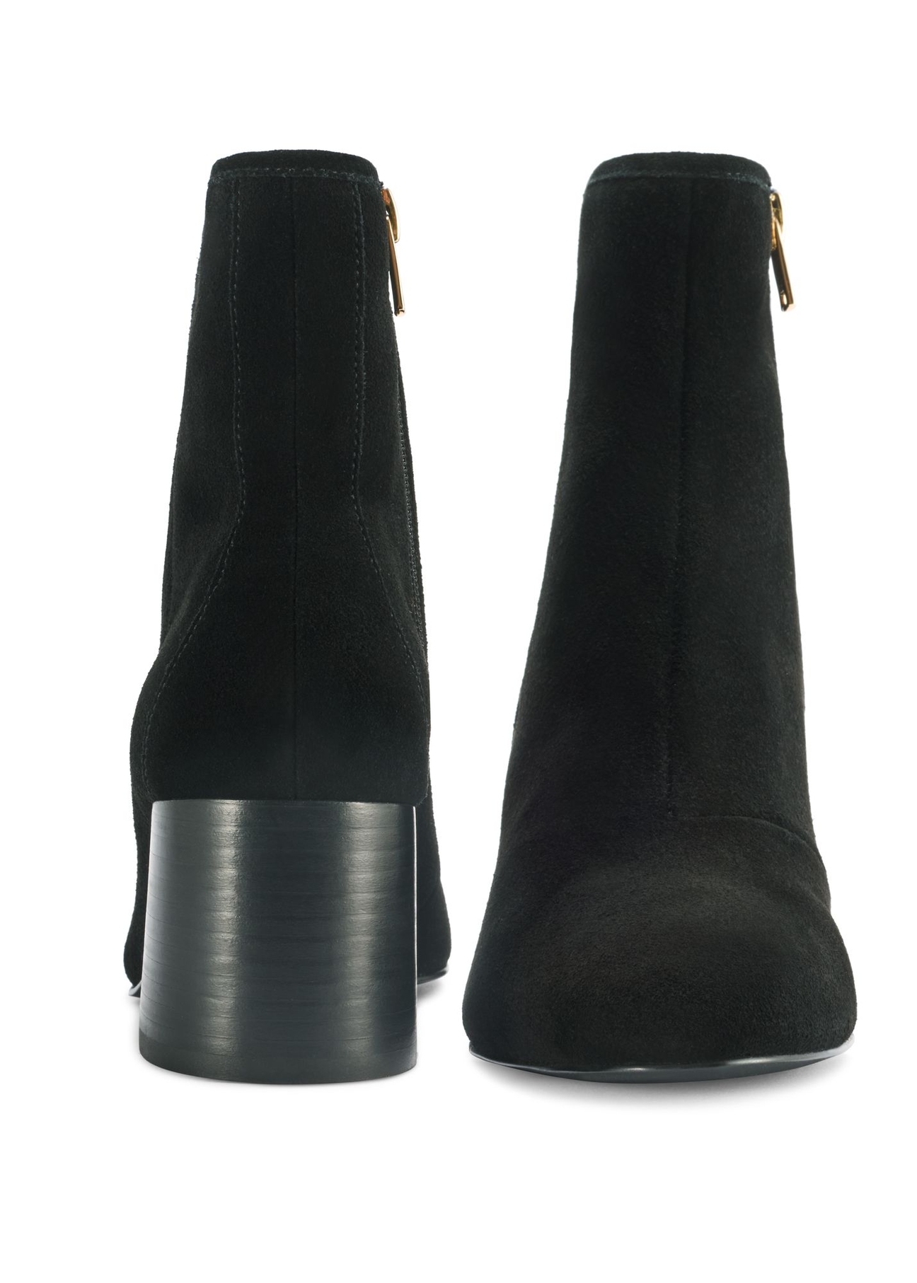 Black suede high heel ankle boots BUTYD-1218-99(Z25) - front product view on white background.