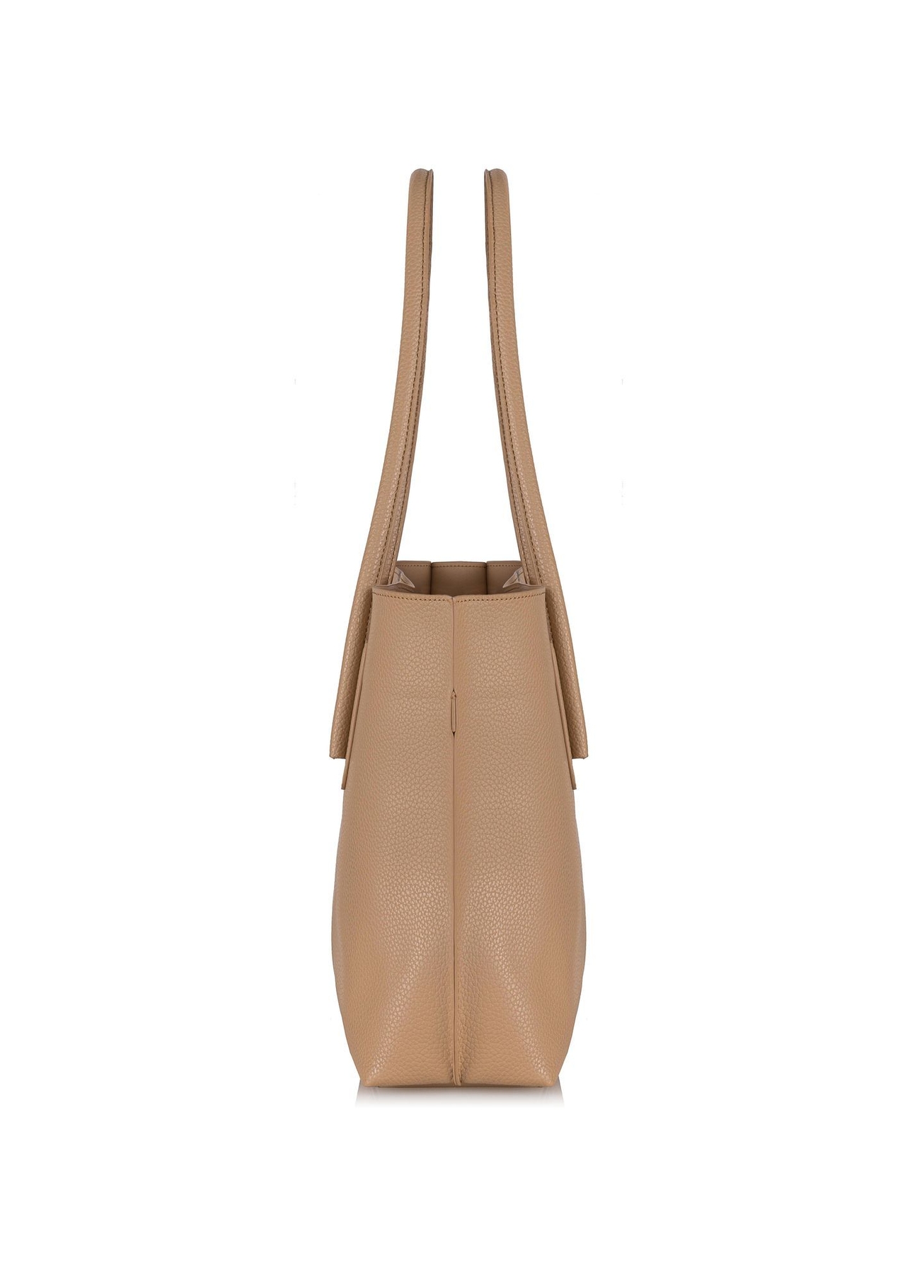 Dark beige women's shopper bag TOREC-0938-1C(W26) - side view of the product on a white background.