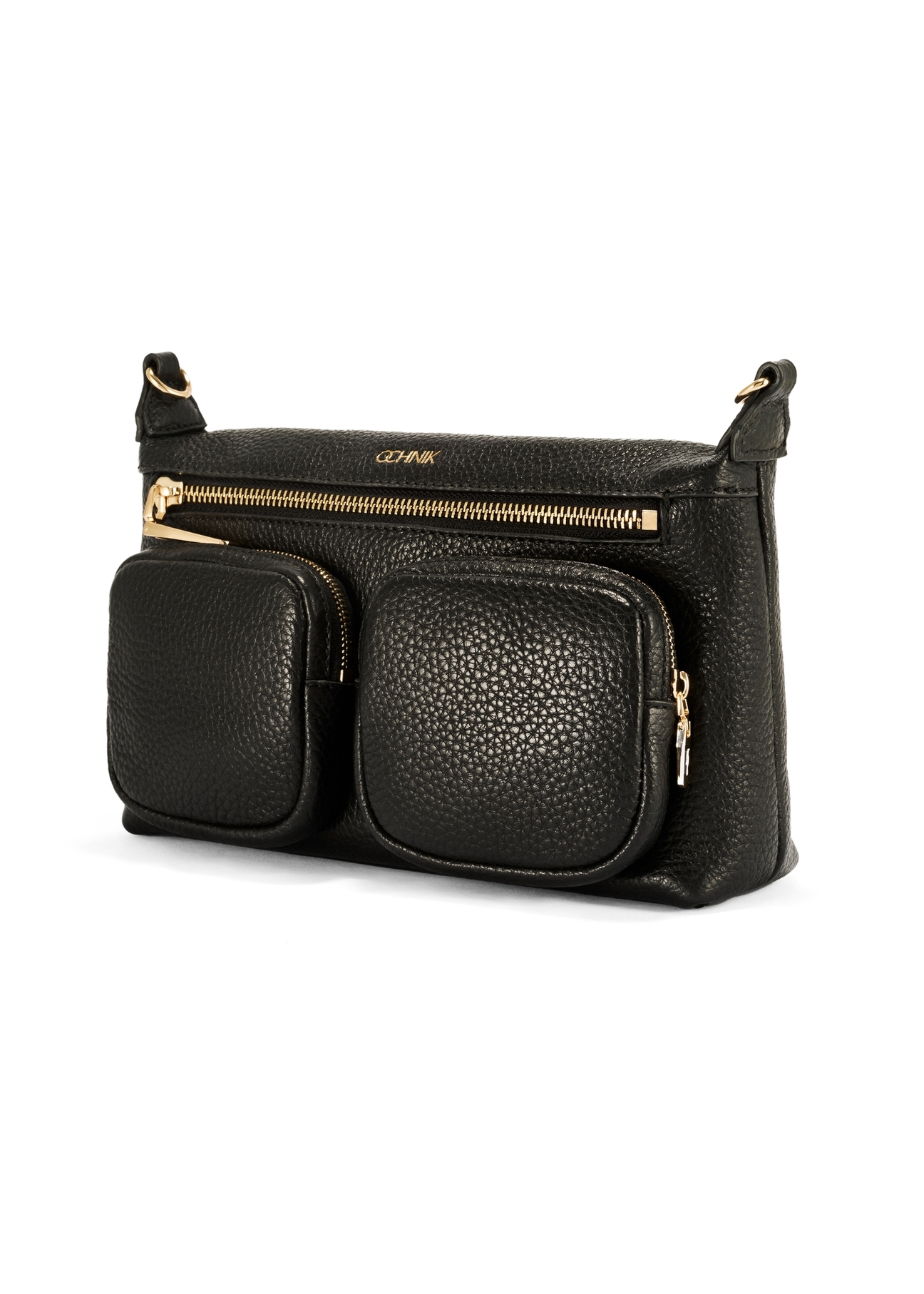Black leather women's handbag TORES-1161-99(Z25), diagonal view of the product on a white background.