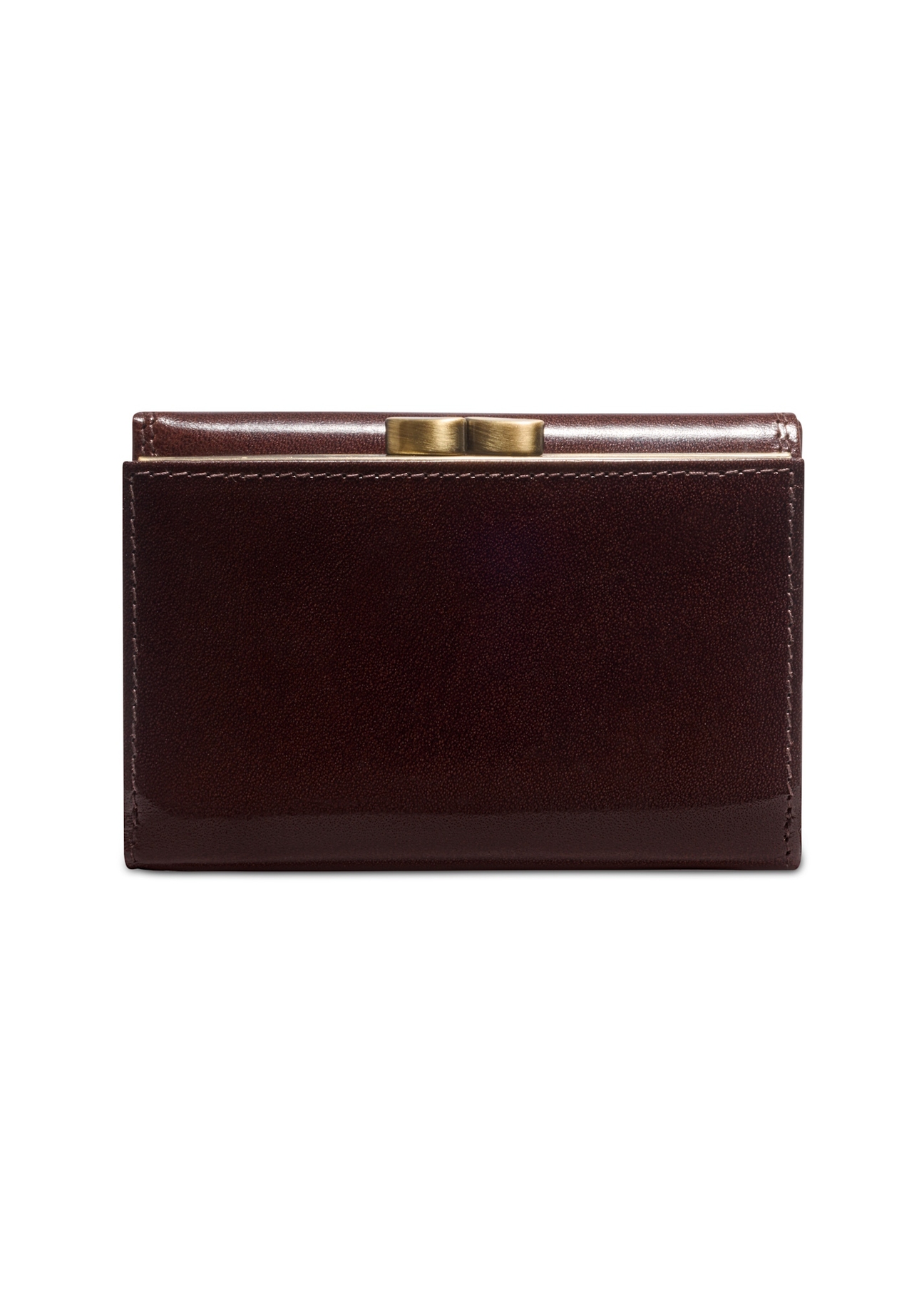 Brown leather women's wallet PL-189-1H(KS), product view from the back on a white background.