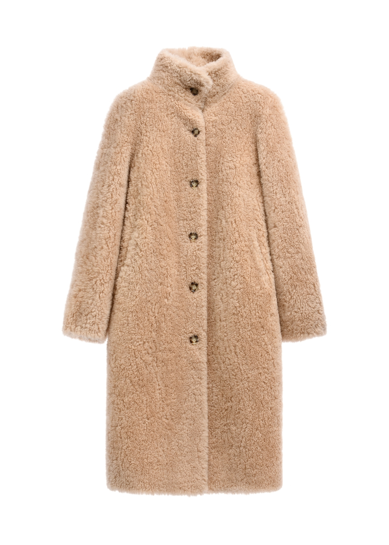 Women's cream wool coat FUTDW-0046-1A(Z26)