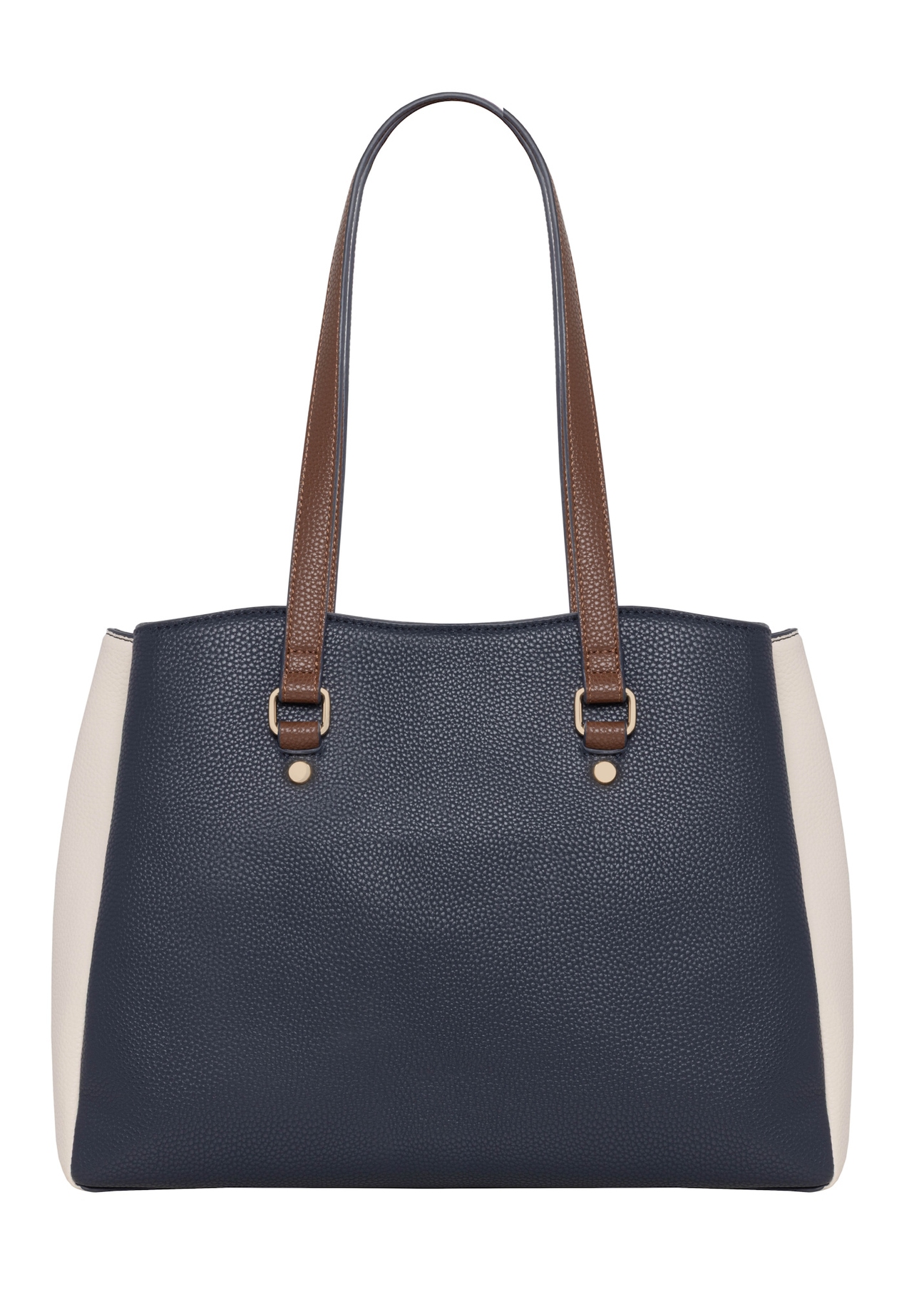 Navy blue women's shopper bag TOREC-1260-7E(Z26), product view from the back on a light background.