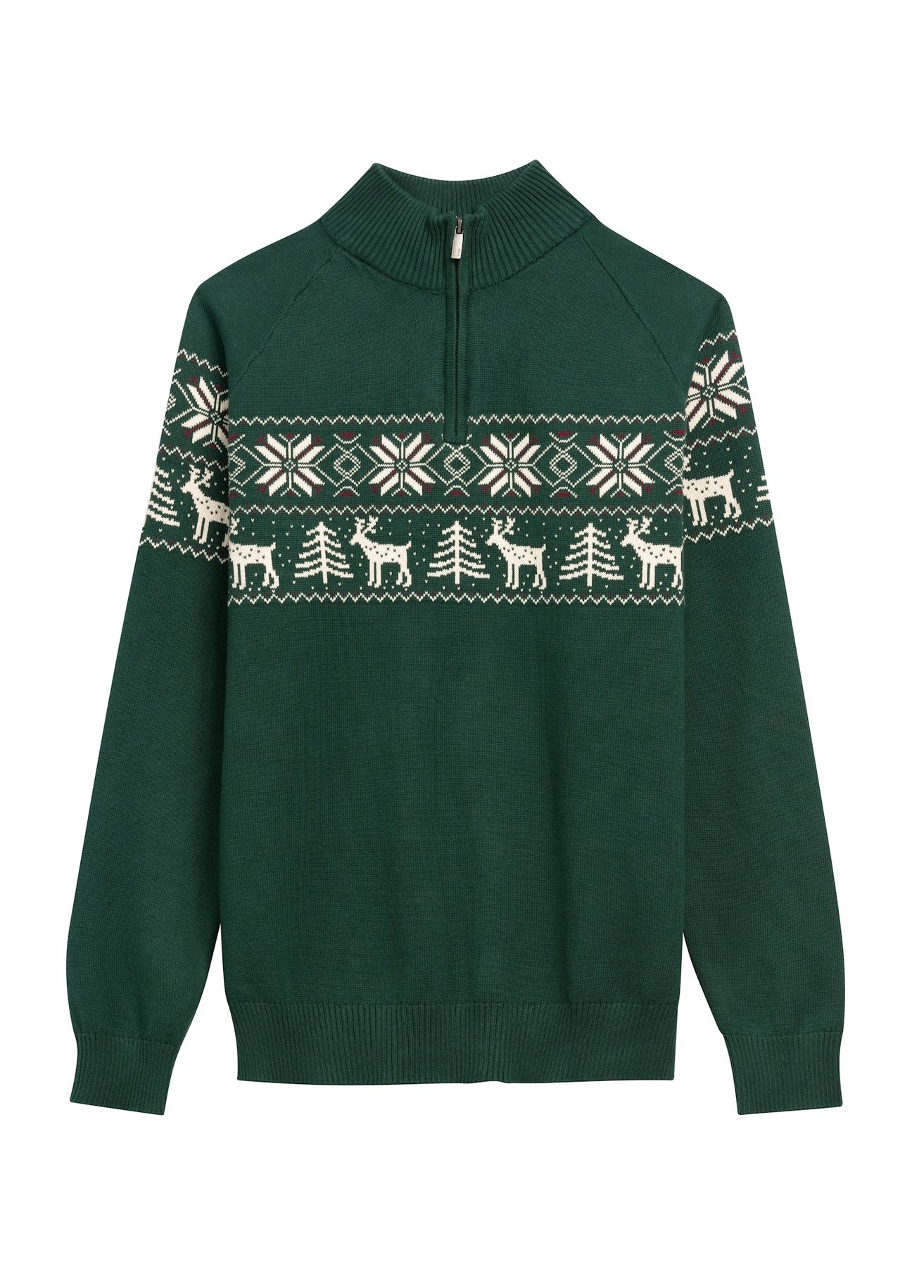 Green men's cotton sweater SWEMT-0178-54(Z25), product view from the front on a white background.