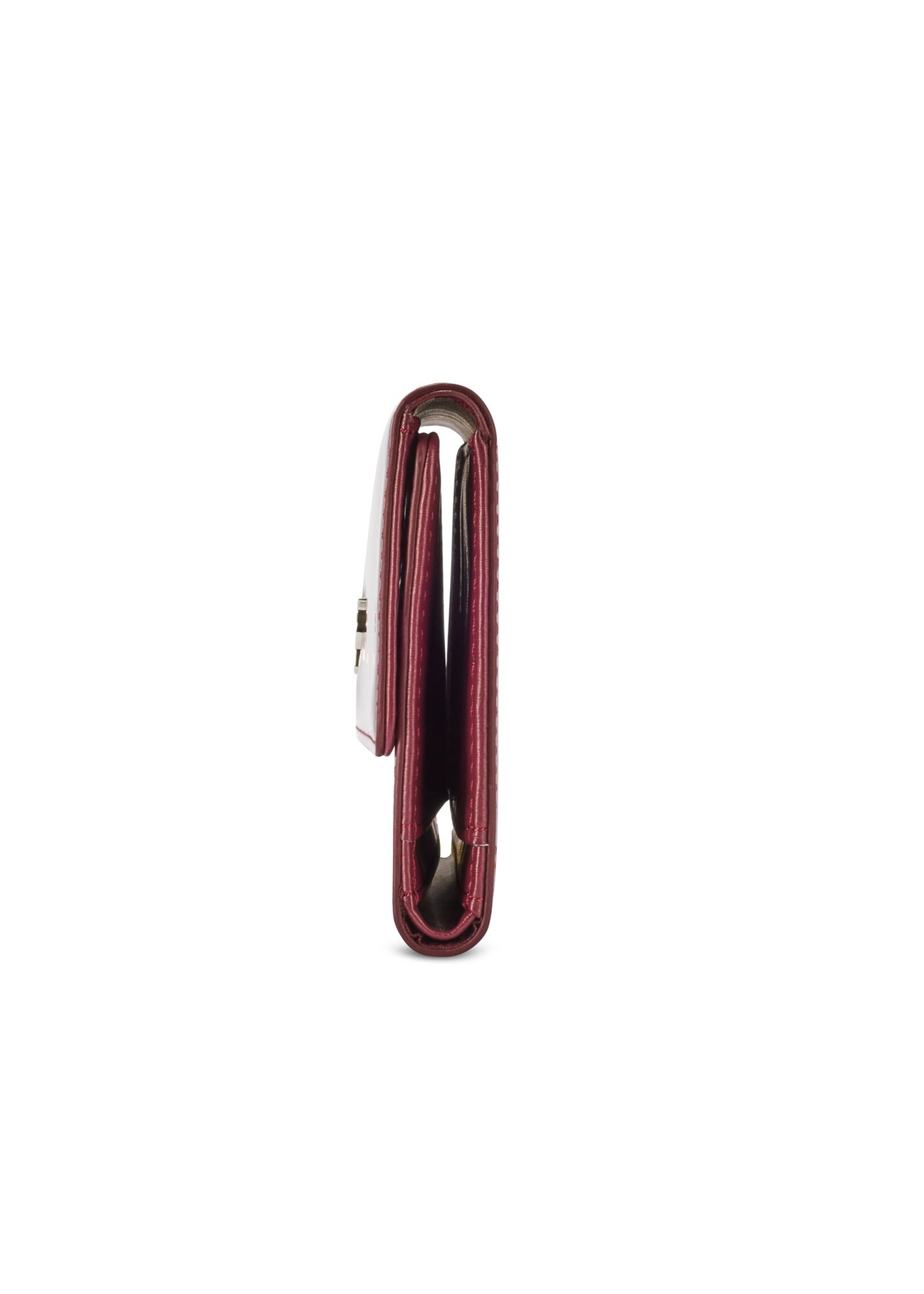 Burgundy medium women's wallet POREC-0419-49(Z25) - side view of the product on a white background.