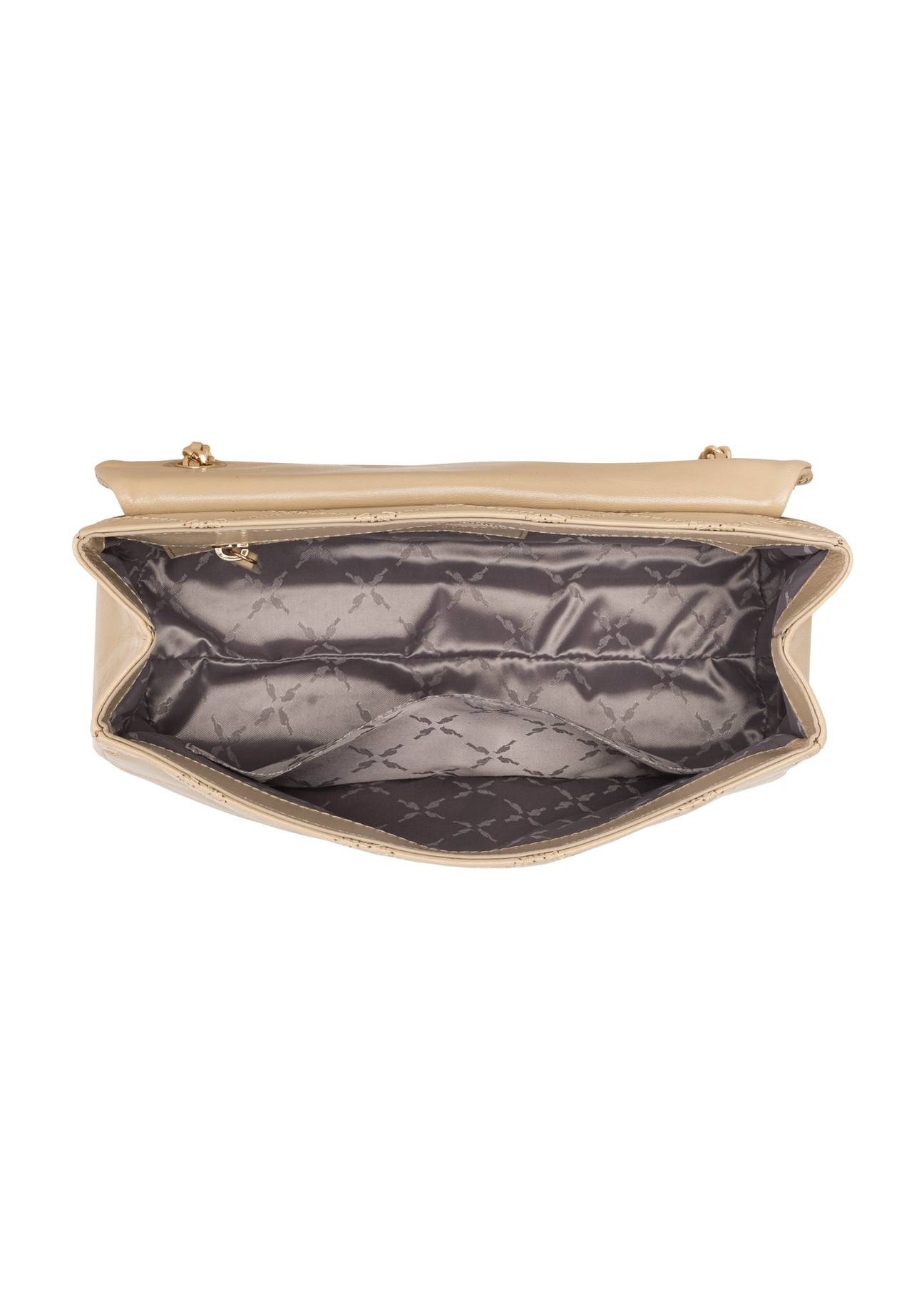 Beige leather women's handbag with chain TORES-1110-1B(W26)