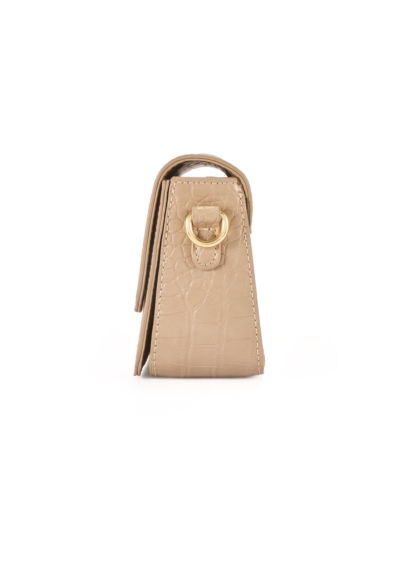 Small beige women's croco handbag TOREC-1171-1B(W26) - side product view, on a white background.