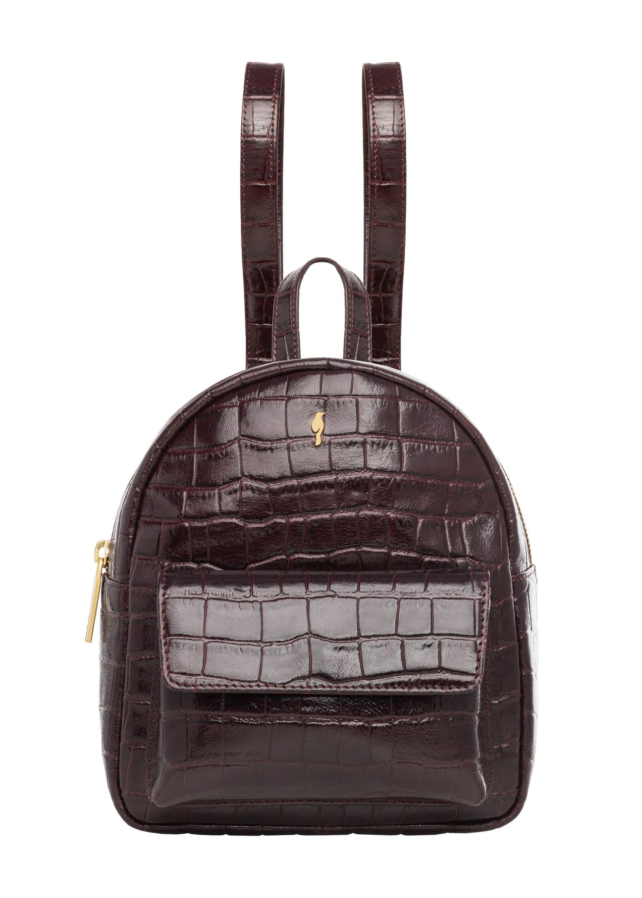 Burgundy croco leather women's backpack TORES-1323-4D(Z26) - front product view, on white background.