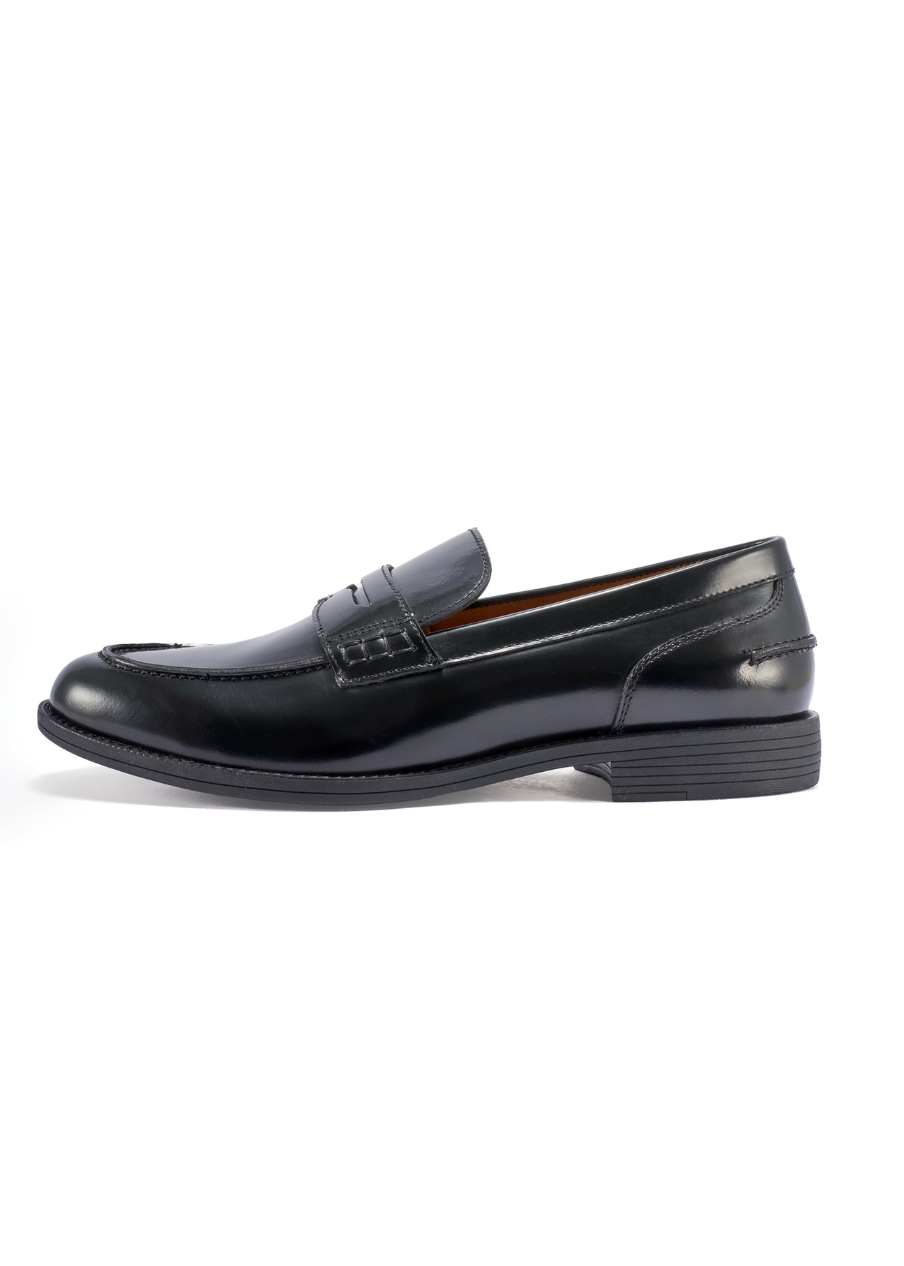 Black leather men's loafers BUTYM-0538-99(W26), front view of the product on a white background.-02