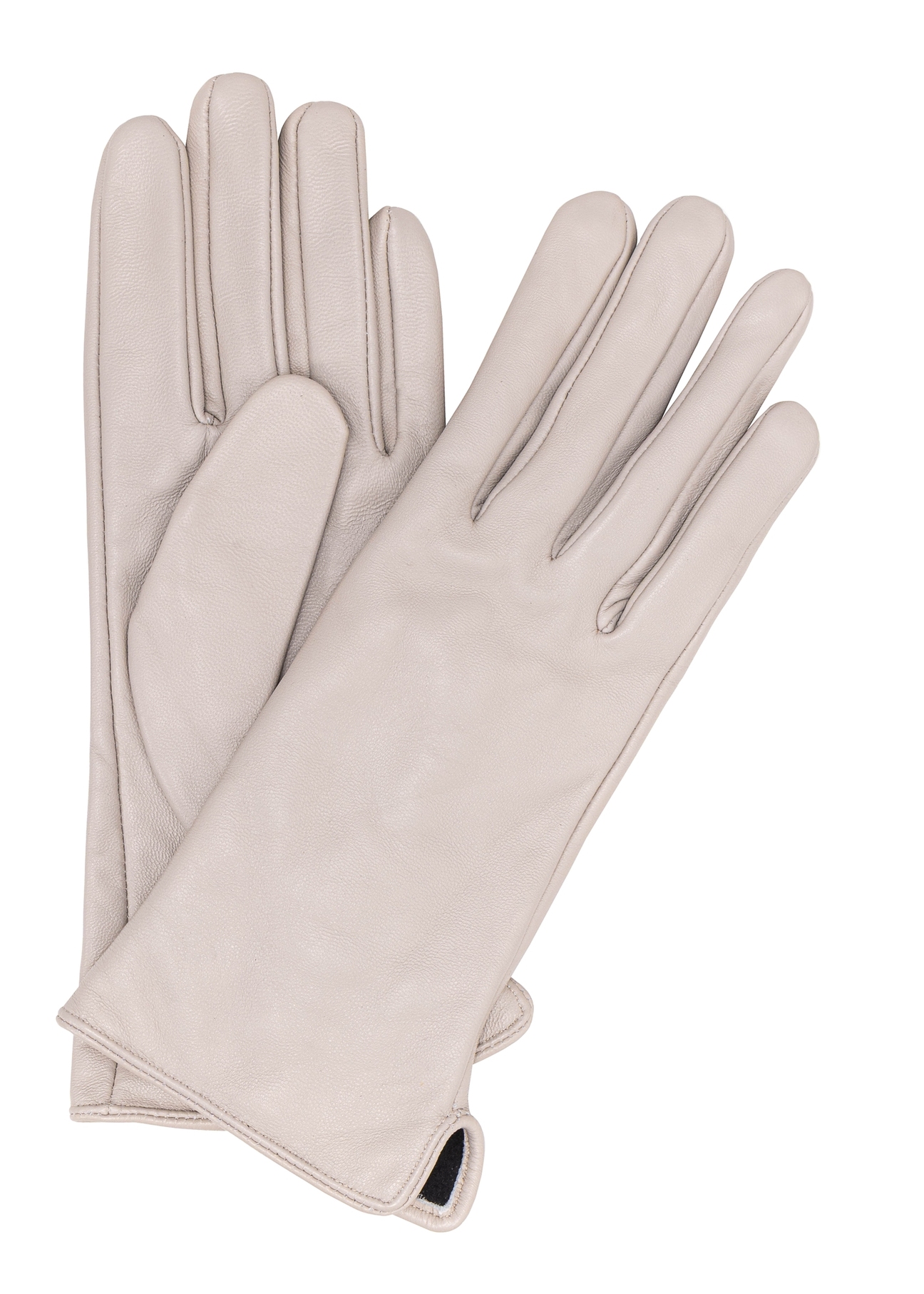 Women's leather white gloves REKDS-0001 A-12(Z 25), product view from the front on a white background.
