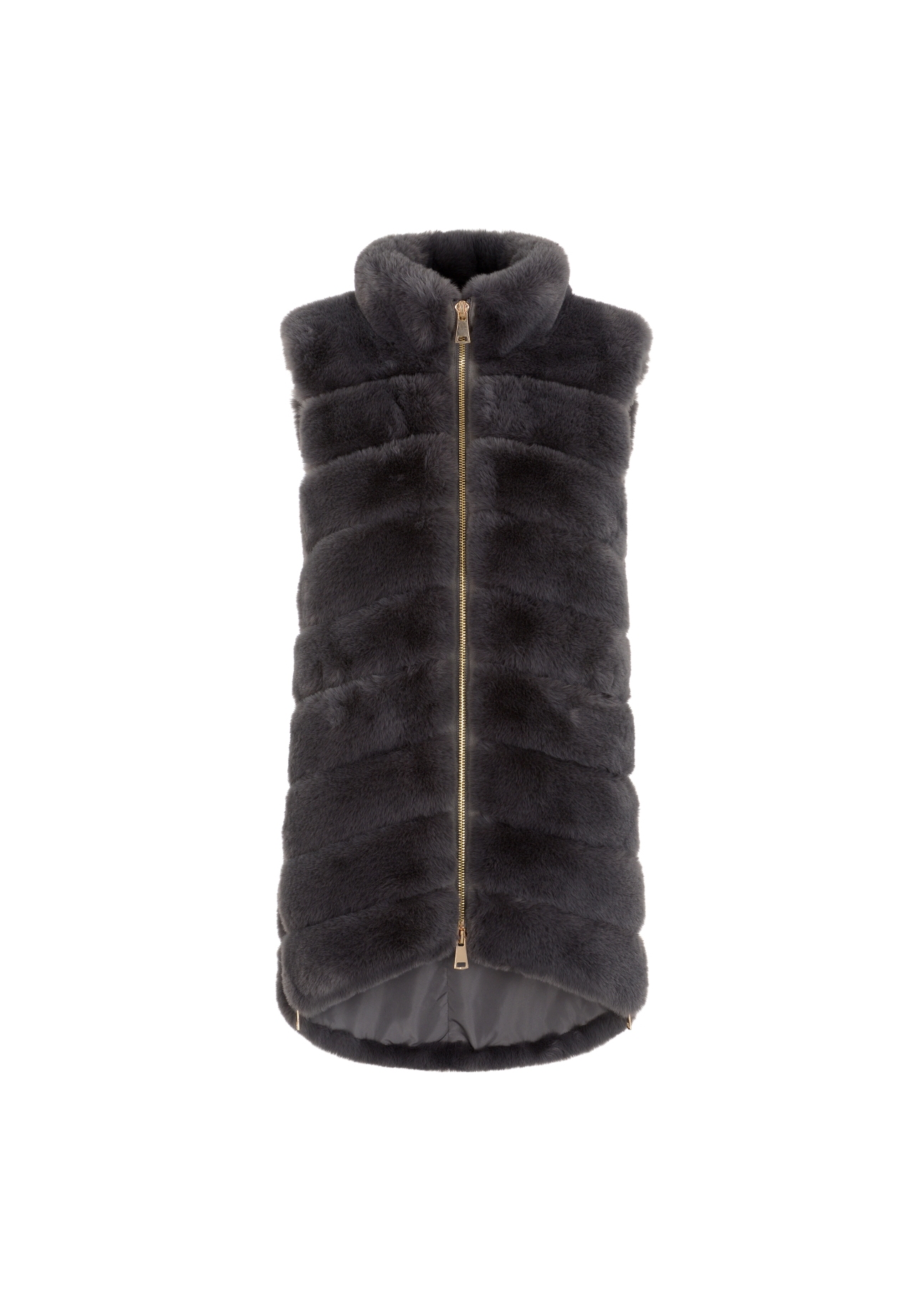 Women's long gray vest KAMDP-0002-95(Z21)-02