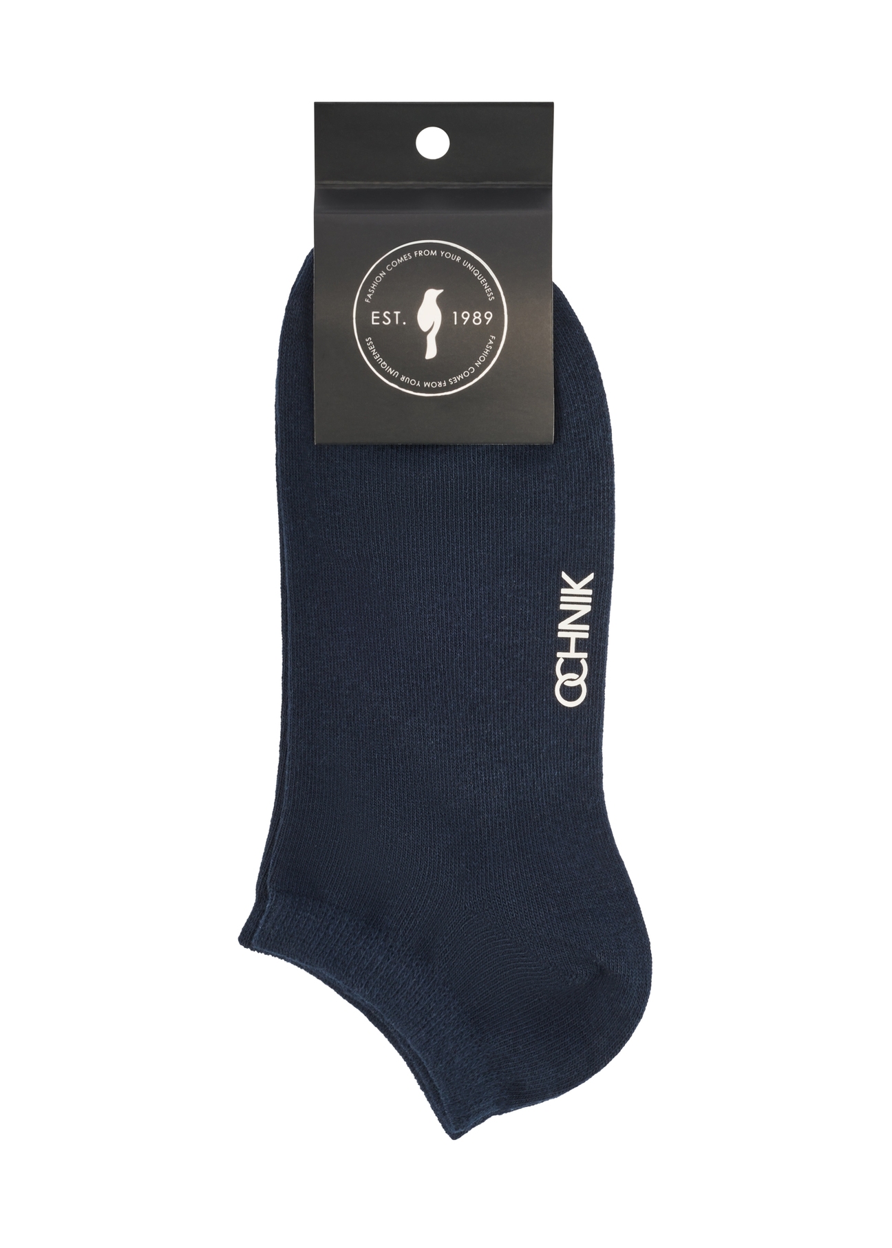 Navy blue men's short socks SKAMT-0151B-7E(W26), product view with packaging on white background.