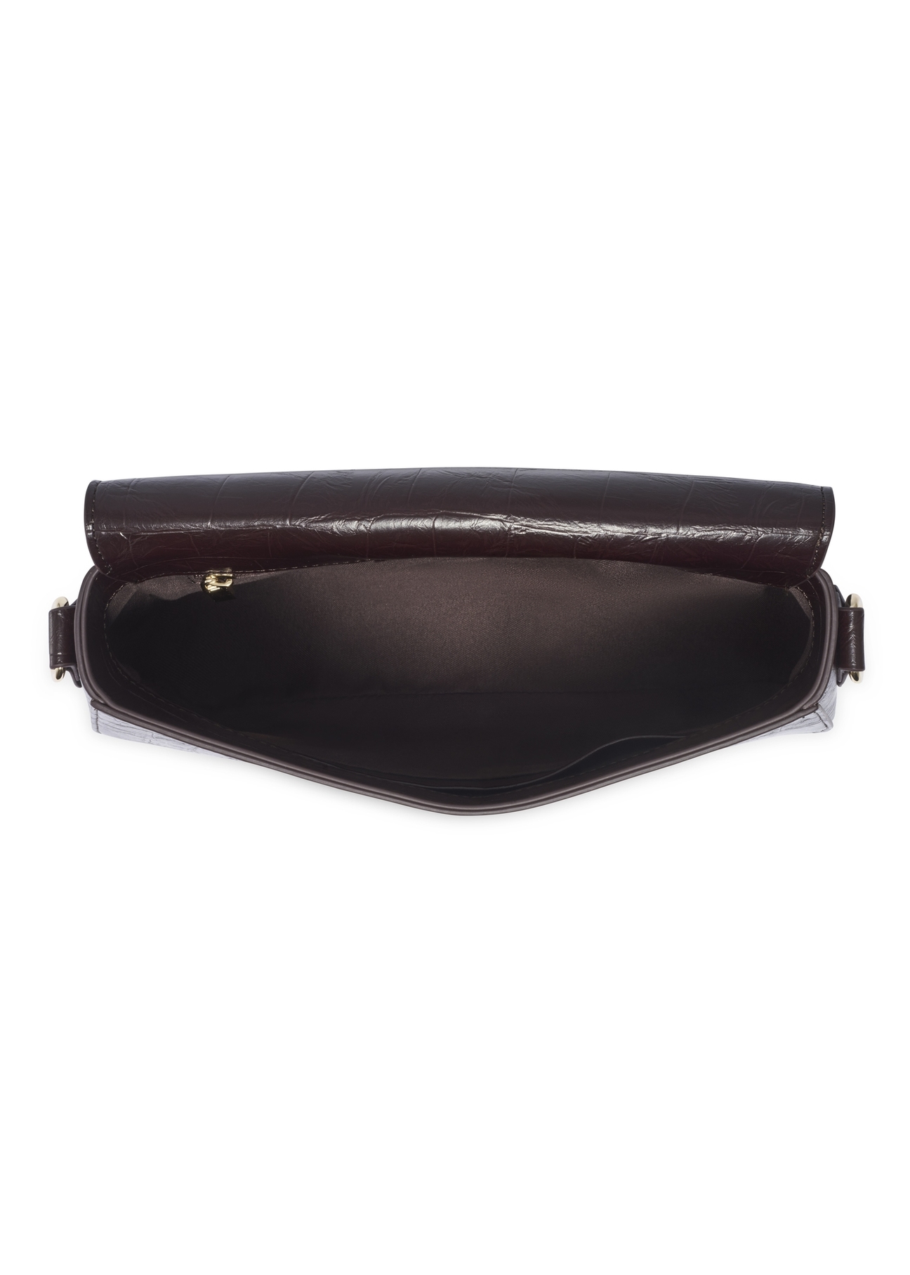 Burgundy croco women's handbag TOREC-1308-4D(Z26). Top view on white background.