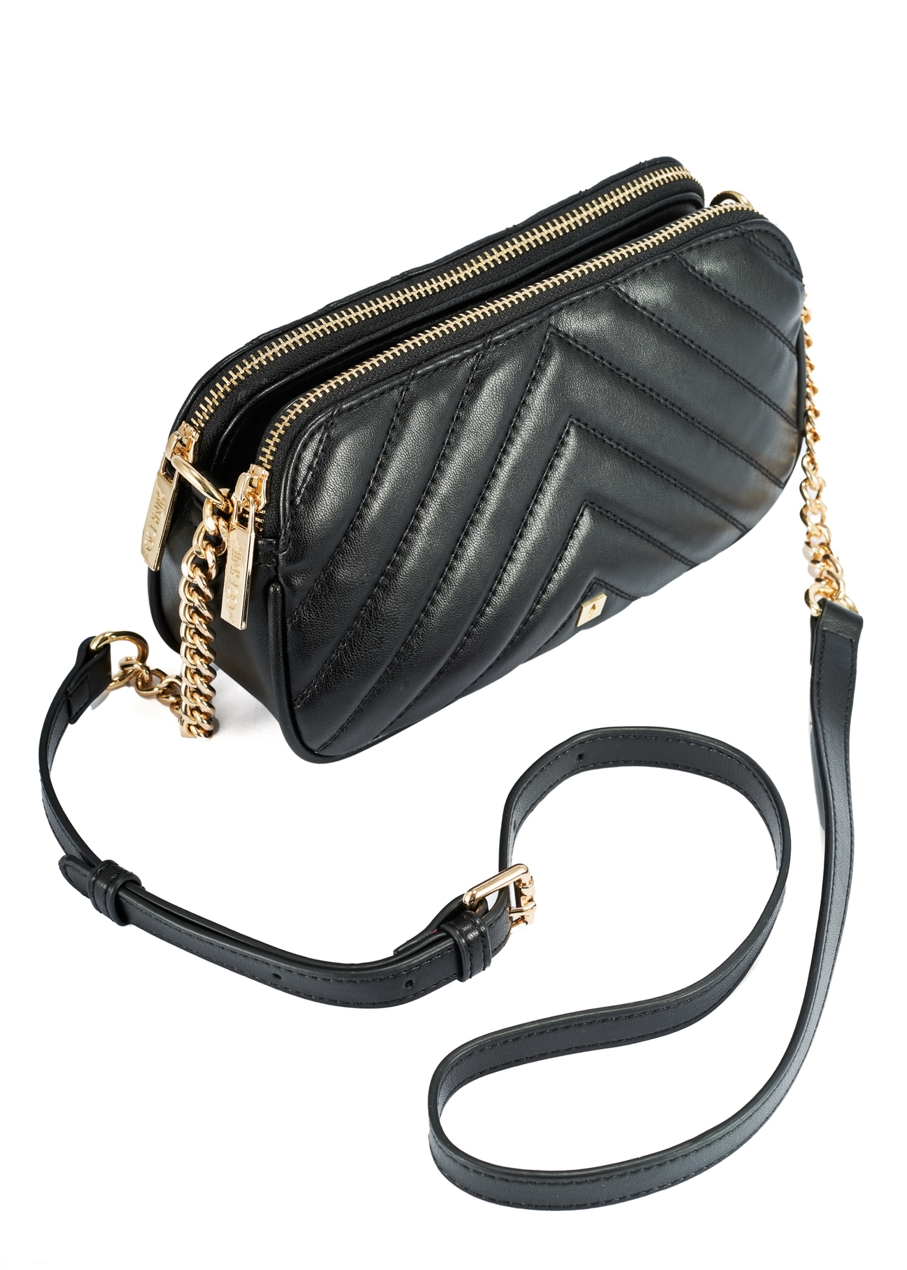 Small black women's handbag TOREC-1051-99(Z25), product view with strap on white background.