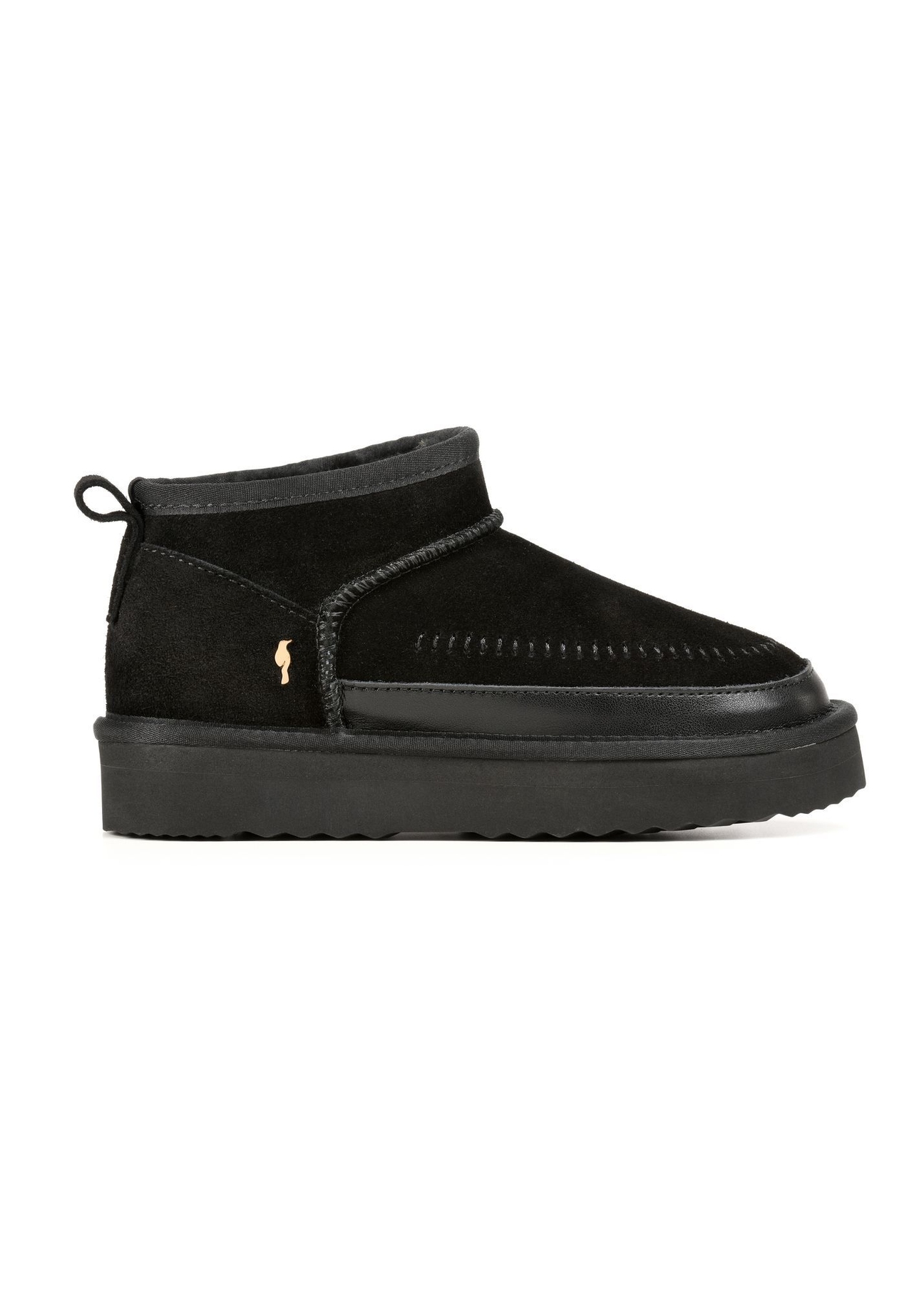 Black women's snow boots BUTYD-1220-9E(Z26), side view of the product on a white background.