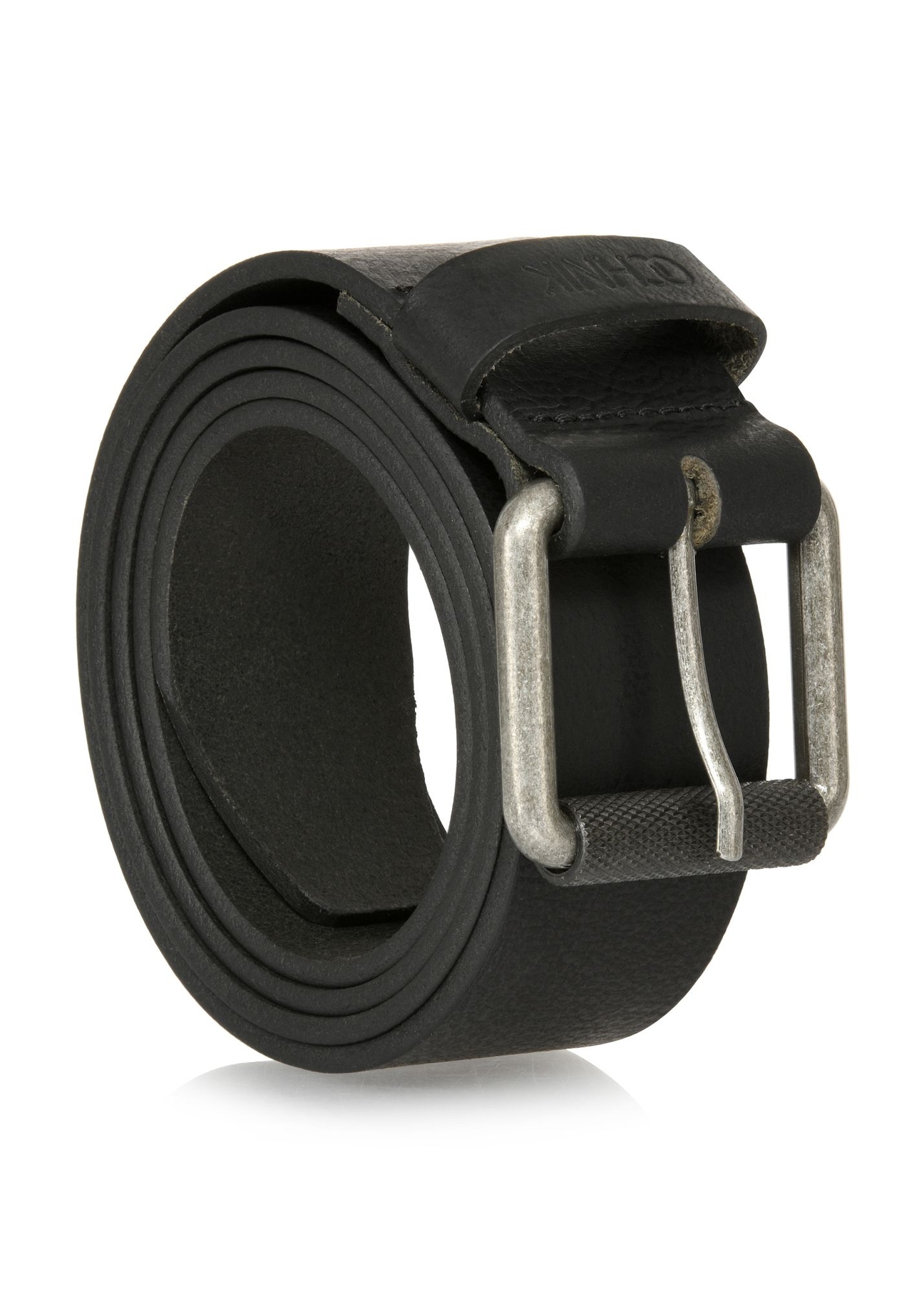 Black leather men's belt PASMS-0251-99(W24)-02