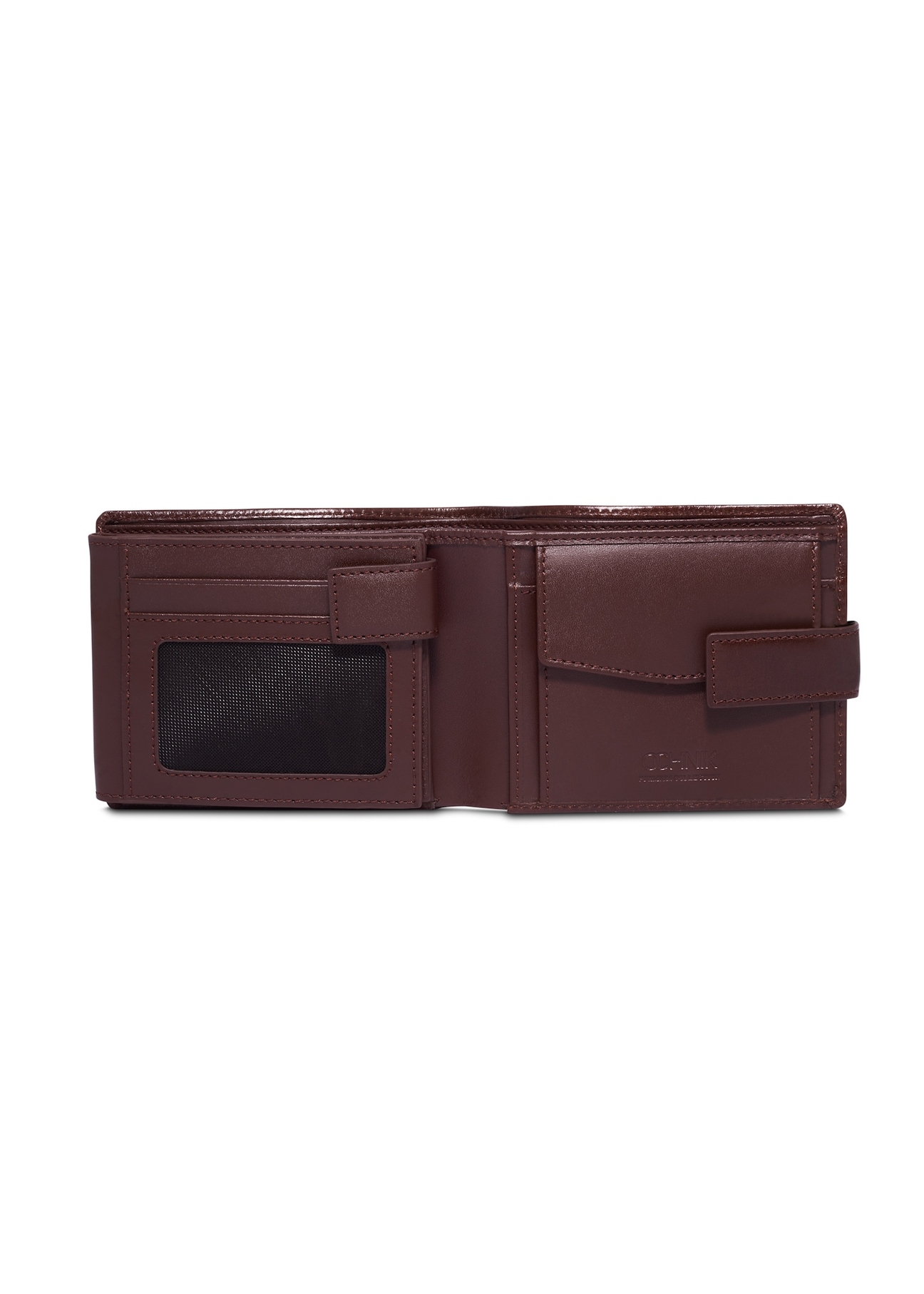 Men's brown leather wallet PL-191-1H(KS), product view inside on white background.
