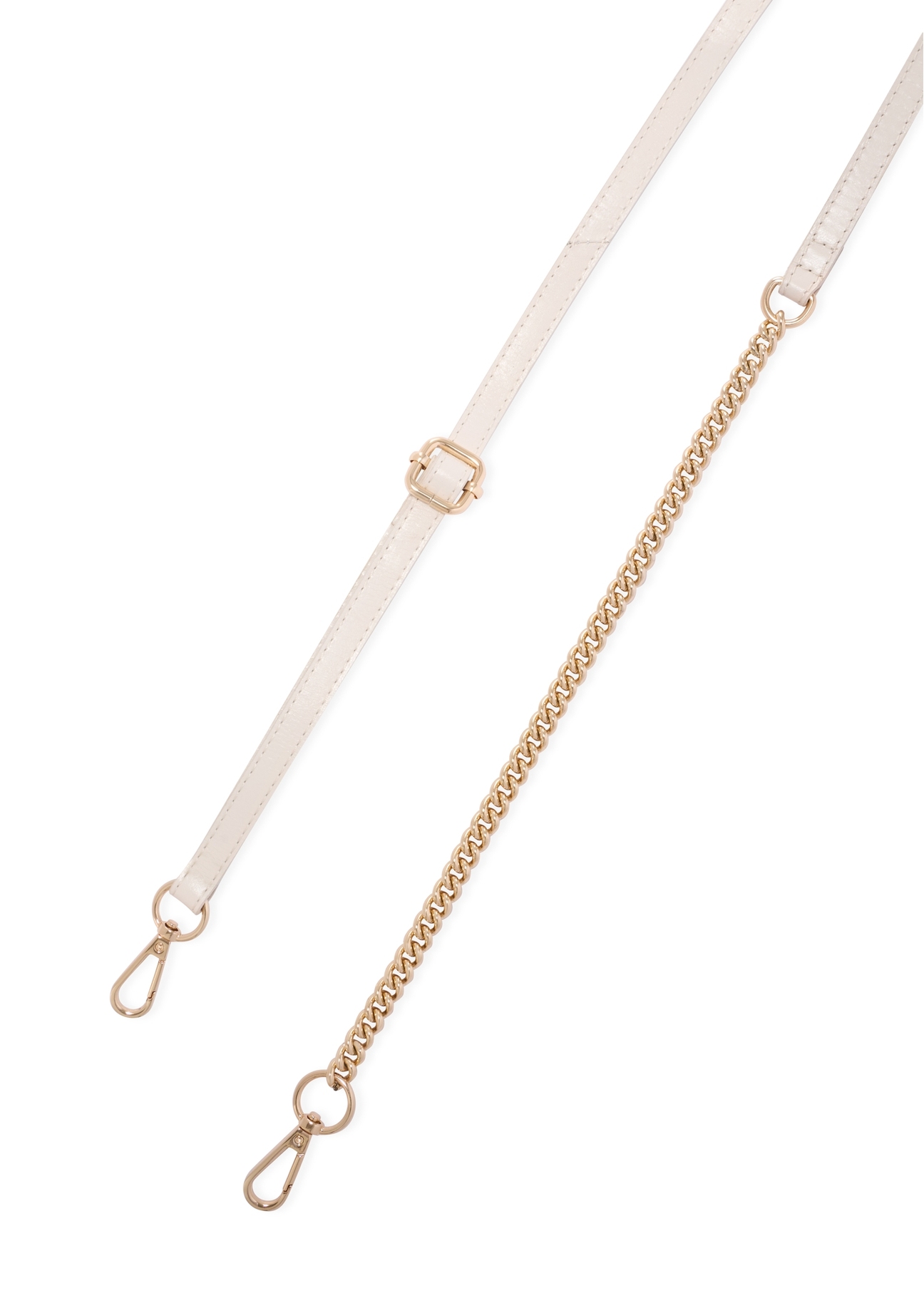 Cream leather trunk bag TORES-1270-0B(W26), view of the product strap on a white background.