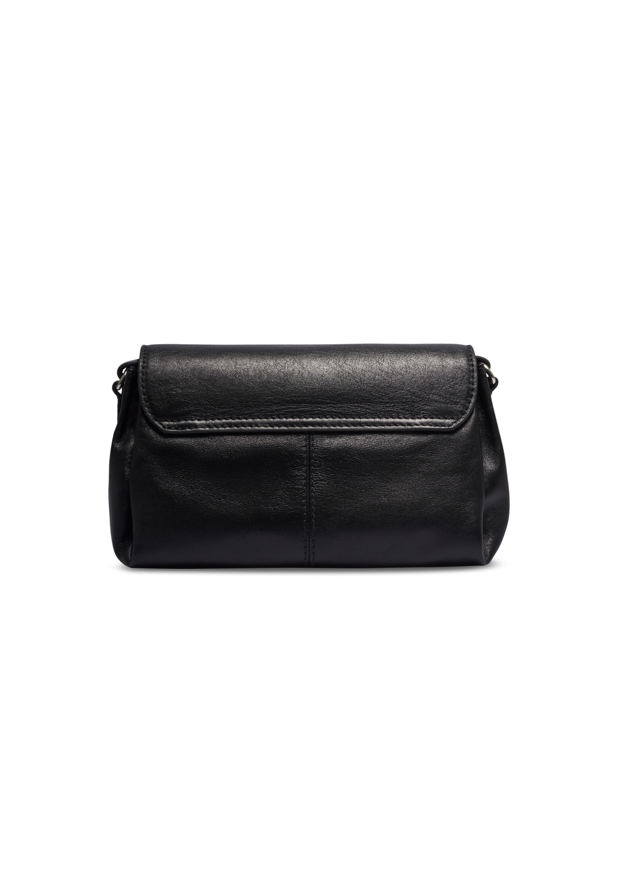 Black small leather handbag TORES-1351-99(Z26), product view from the back on a light background.