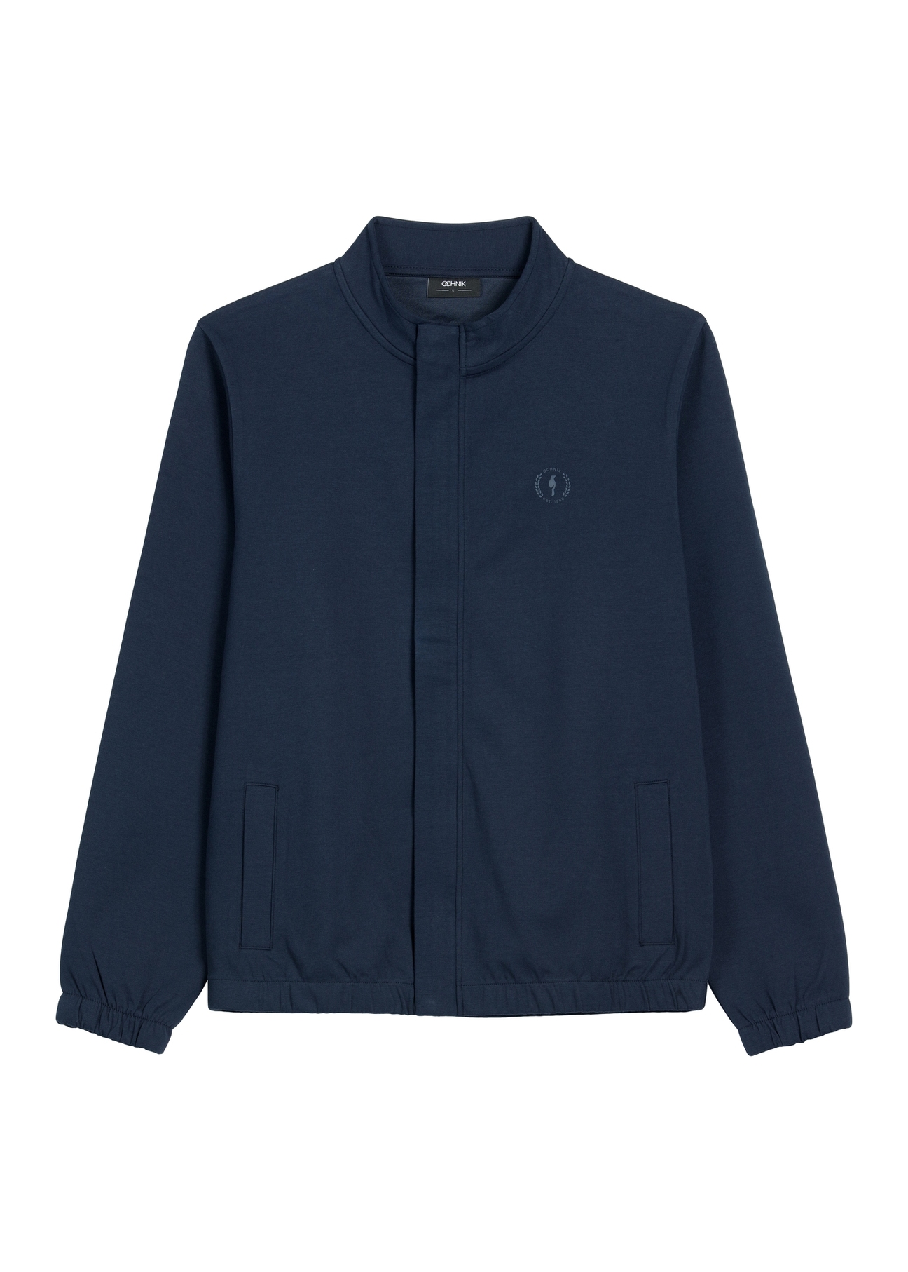 Navy blue men's zippered sweatshirt BLZMT-0072-7E(W26) - front product view, on a white background.