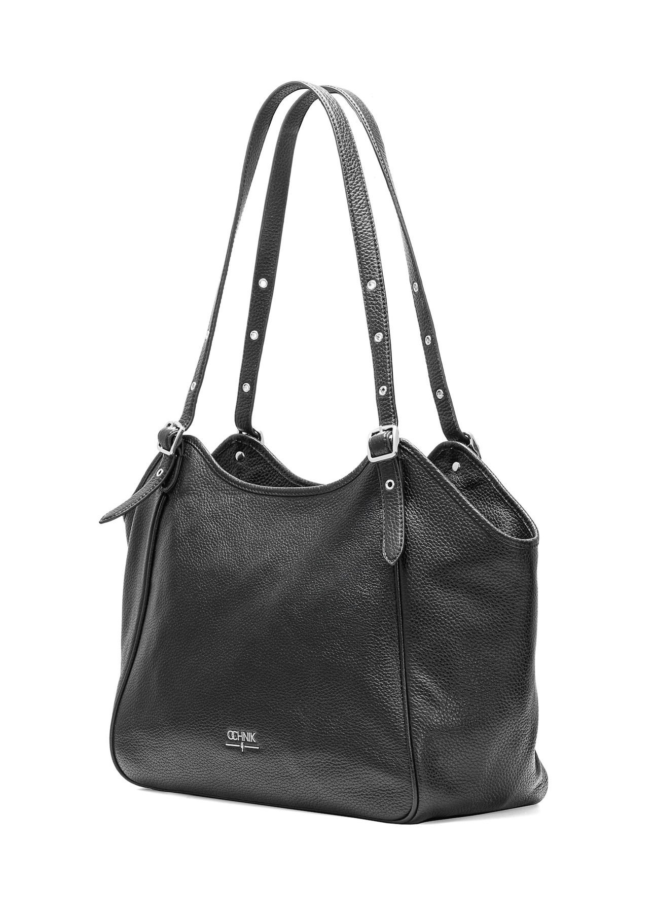 Black leather large women's handbag TORES-1042D-99(Z25), diagonal product view on a white background.