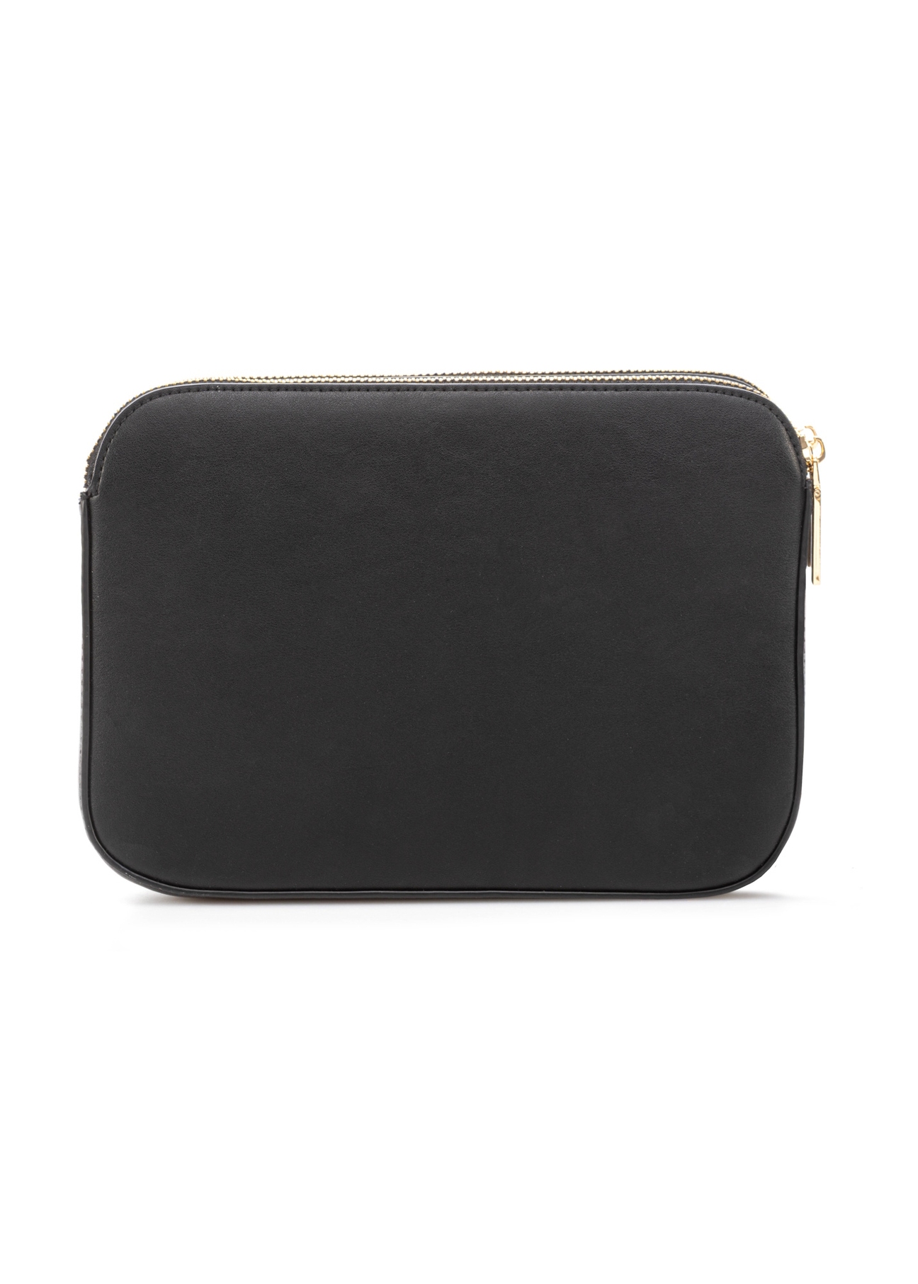 Black women's messenger bag with monogram TOREC-0205F-98(Z25), back view of the product on a white background.