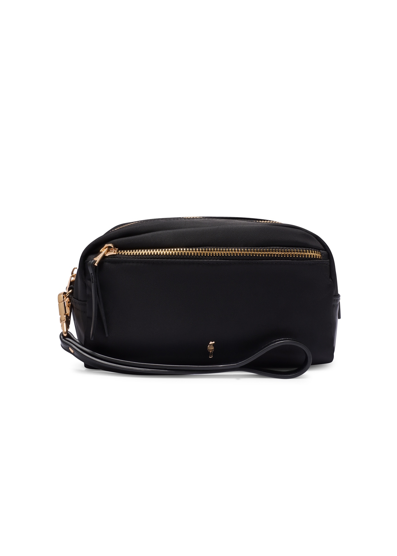 Black women's cosmetic bag TOREN-0347-99(W26), front product view on white background.