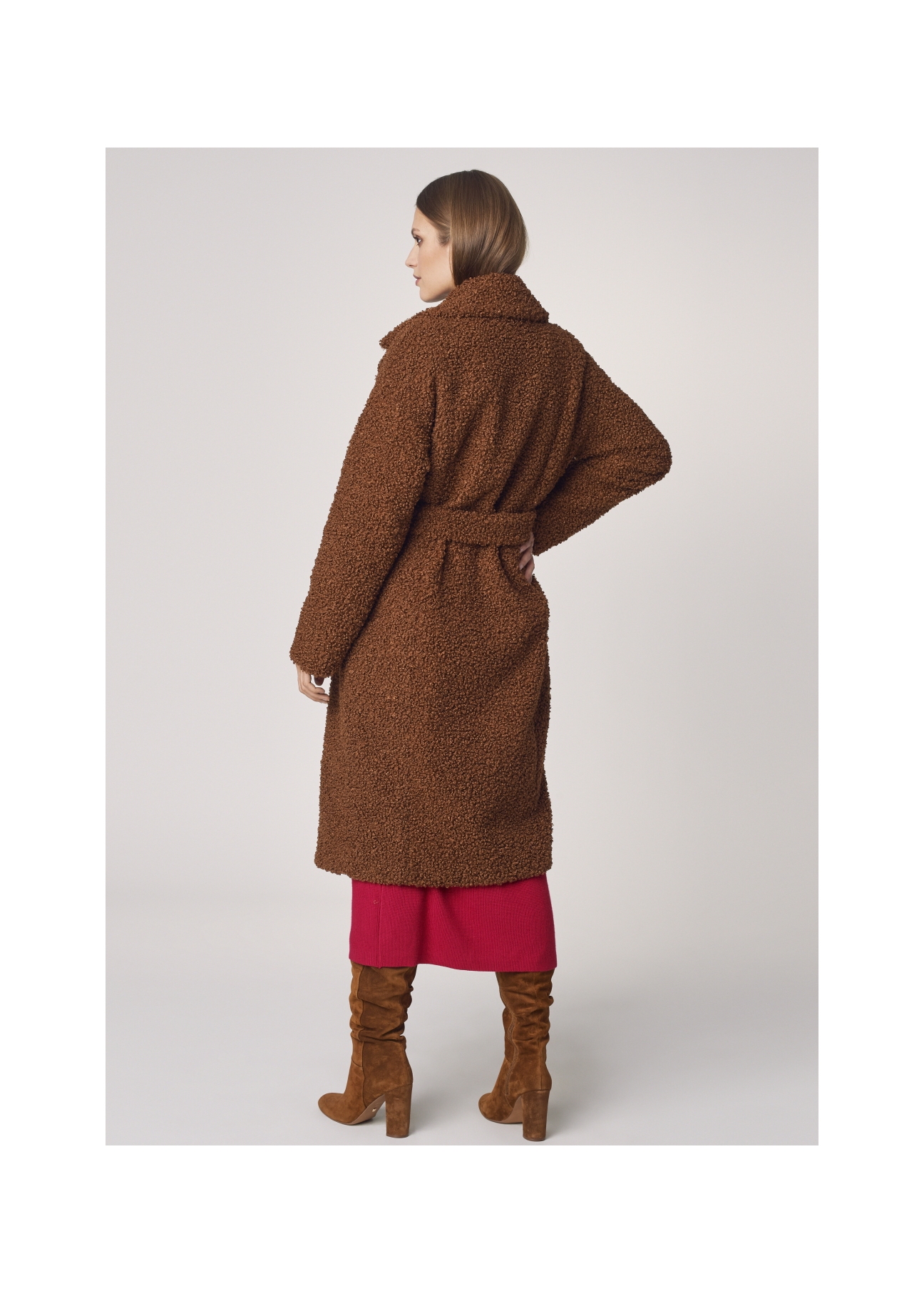 Women's long brown coat FUTDP-0010-89(Z21)-06