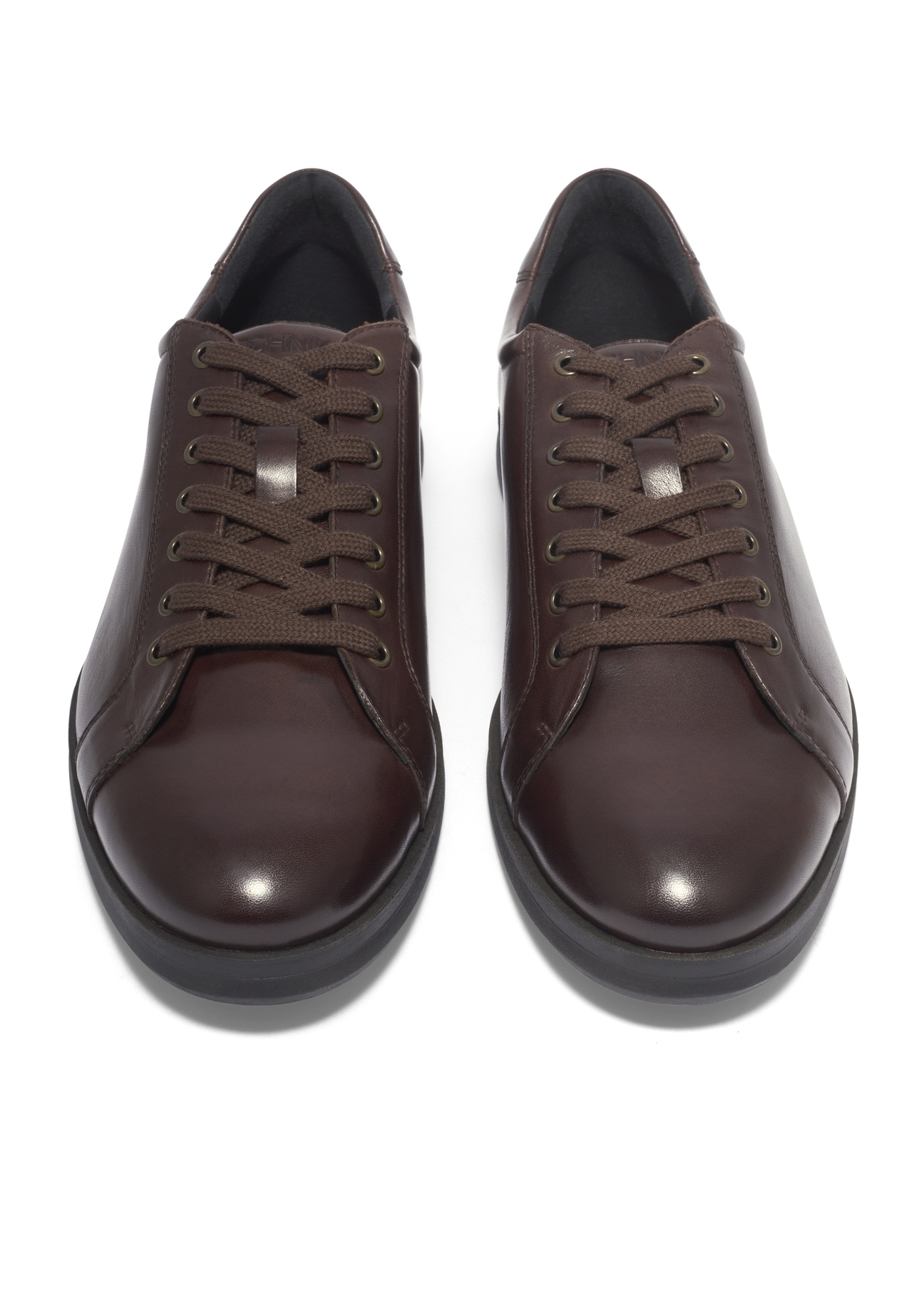 Brown men's leather shoes BUTYM-0513-1H(Z26), front product view on white background.