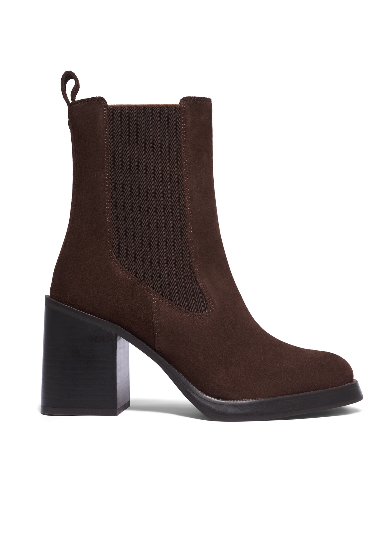 Women's suede high-heeled Chelsea boots BUTYD-1356-1L(Z26), side view of the product on a white background.