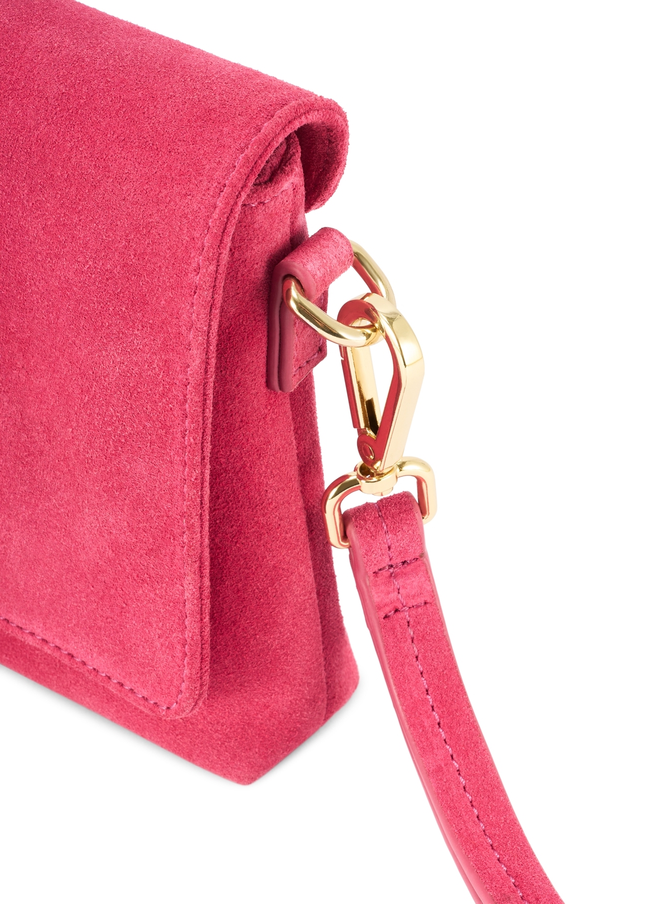 Pink suede women's handbag TORES-1247-5E(W26) - close-up detail, on white background.