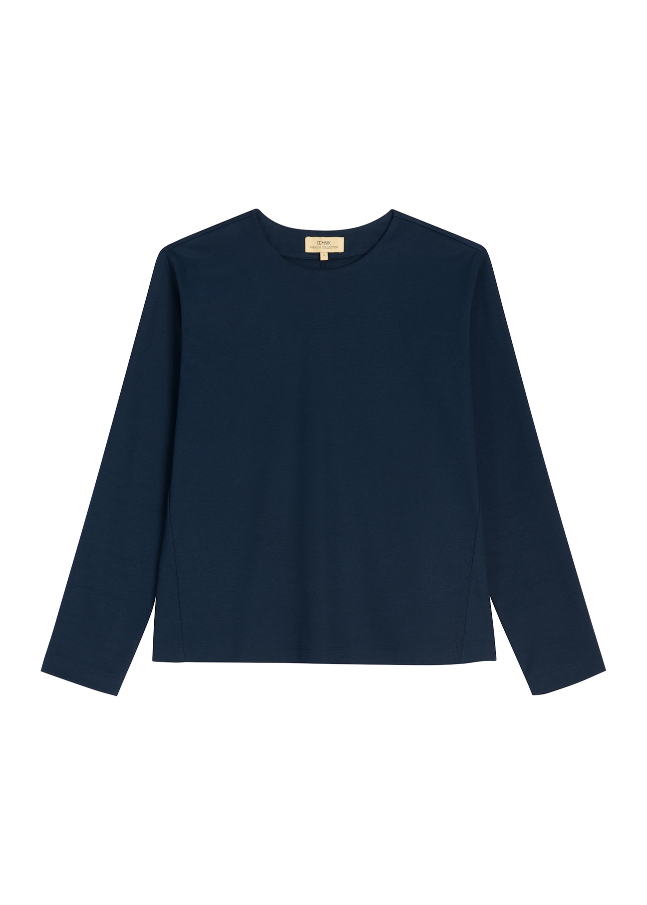 Navy blue cotton women's blouse LSLDT-0060-7E(Z26), front product view on white background.