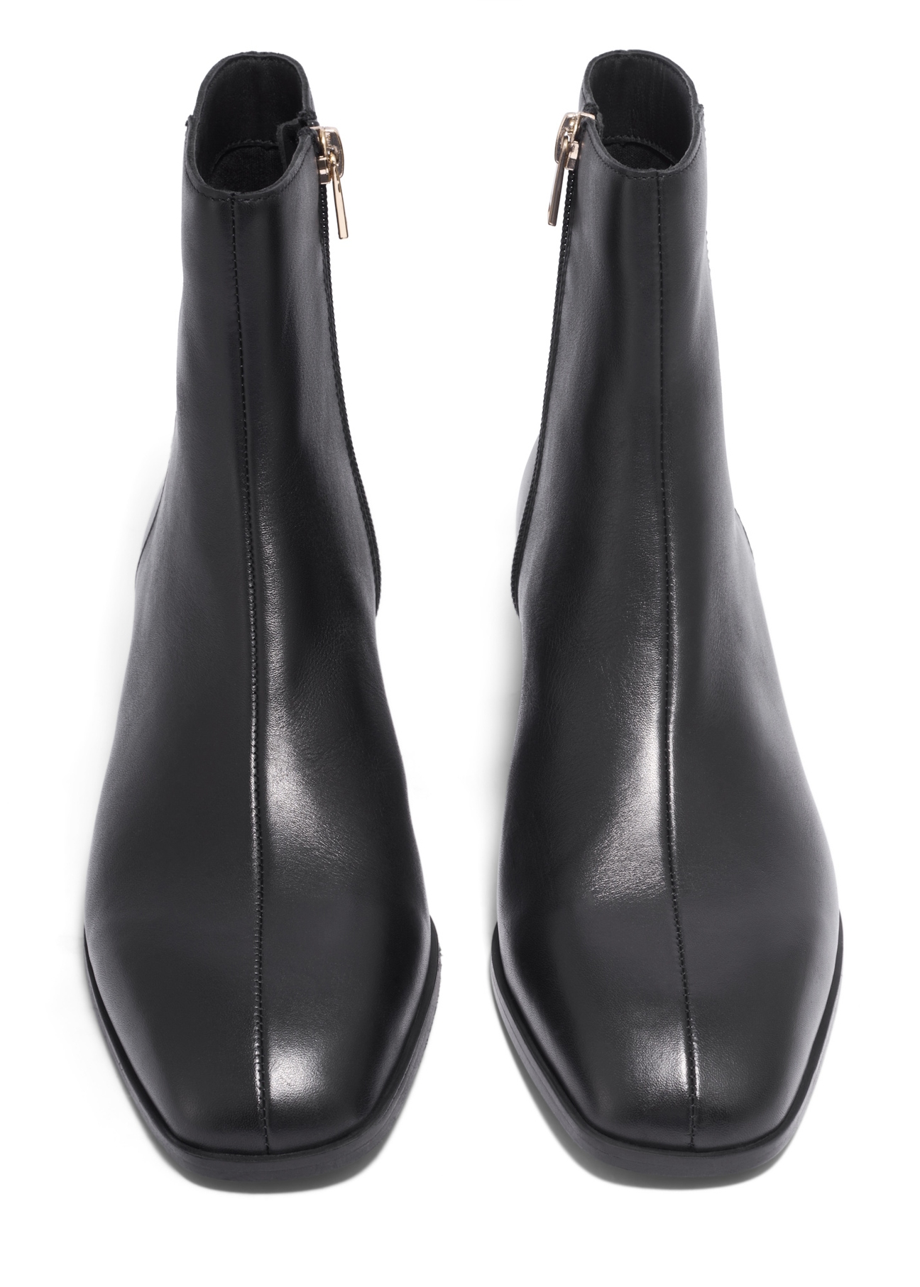 Black leather women's ankle boots BUTYD-1303-99(Z26), front product view on white background.