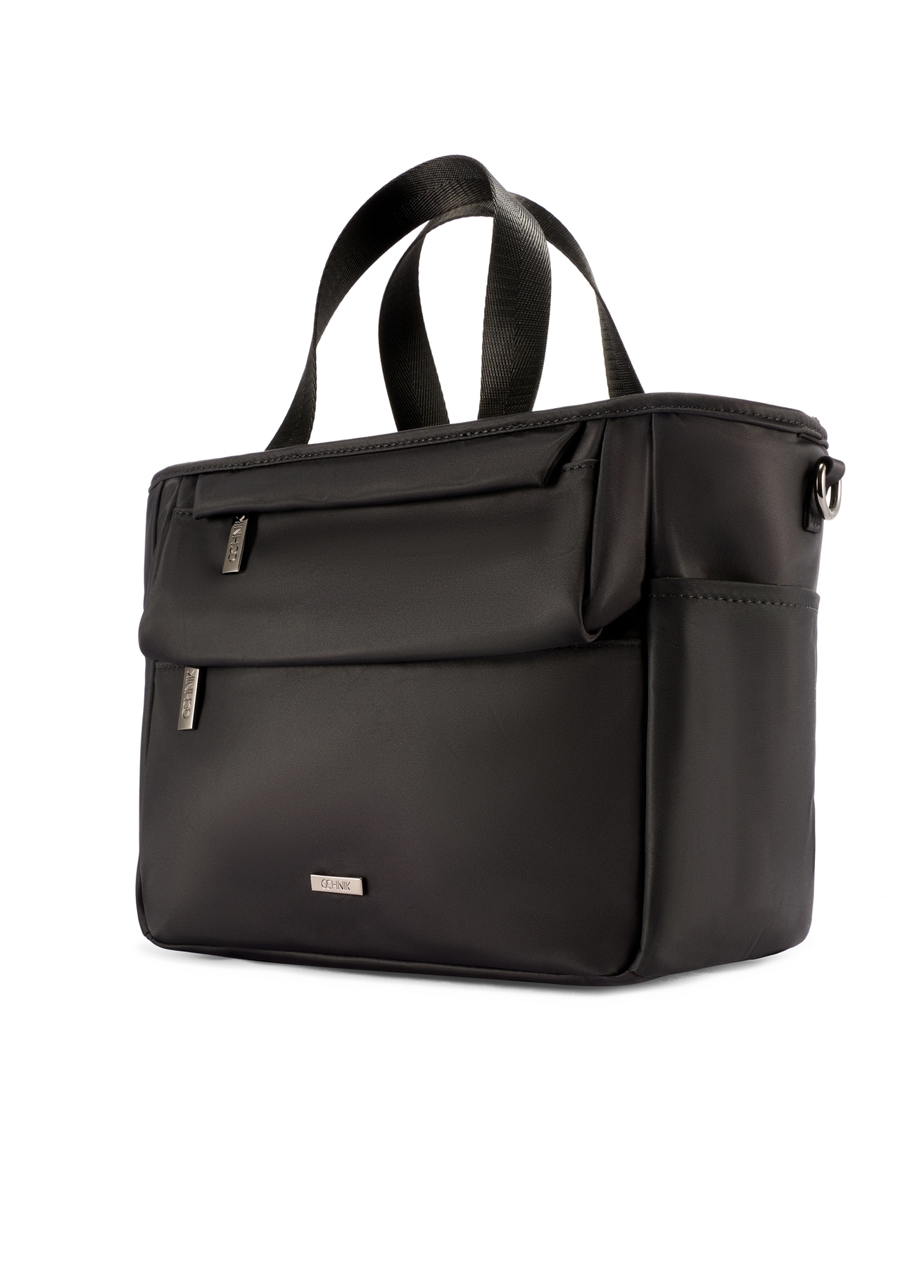 Black lunchbox bag TOREN-0346-99(W26) - diagonal product view, on a white background.