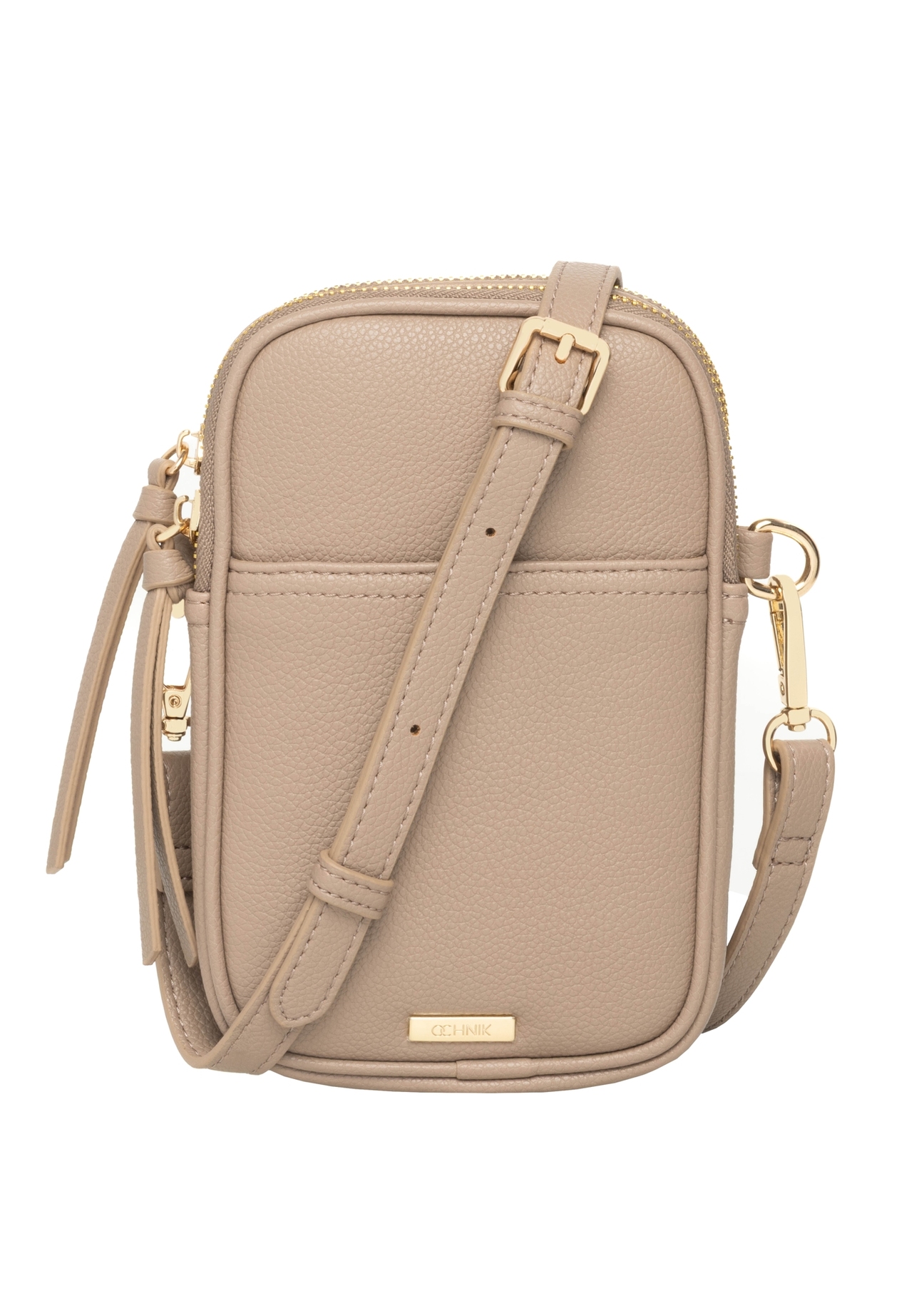Beige mini women's phone bag TOREC-1368-1B(Z26), front product view on white background.
