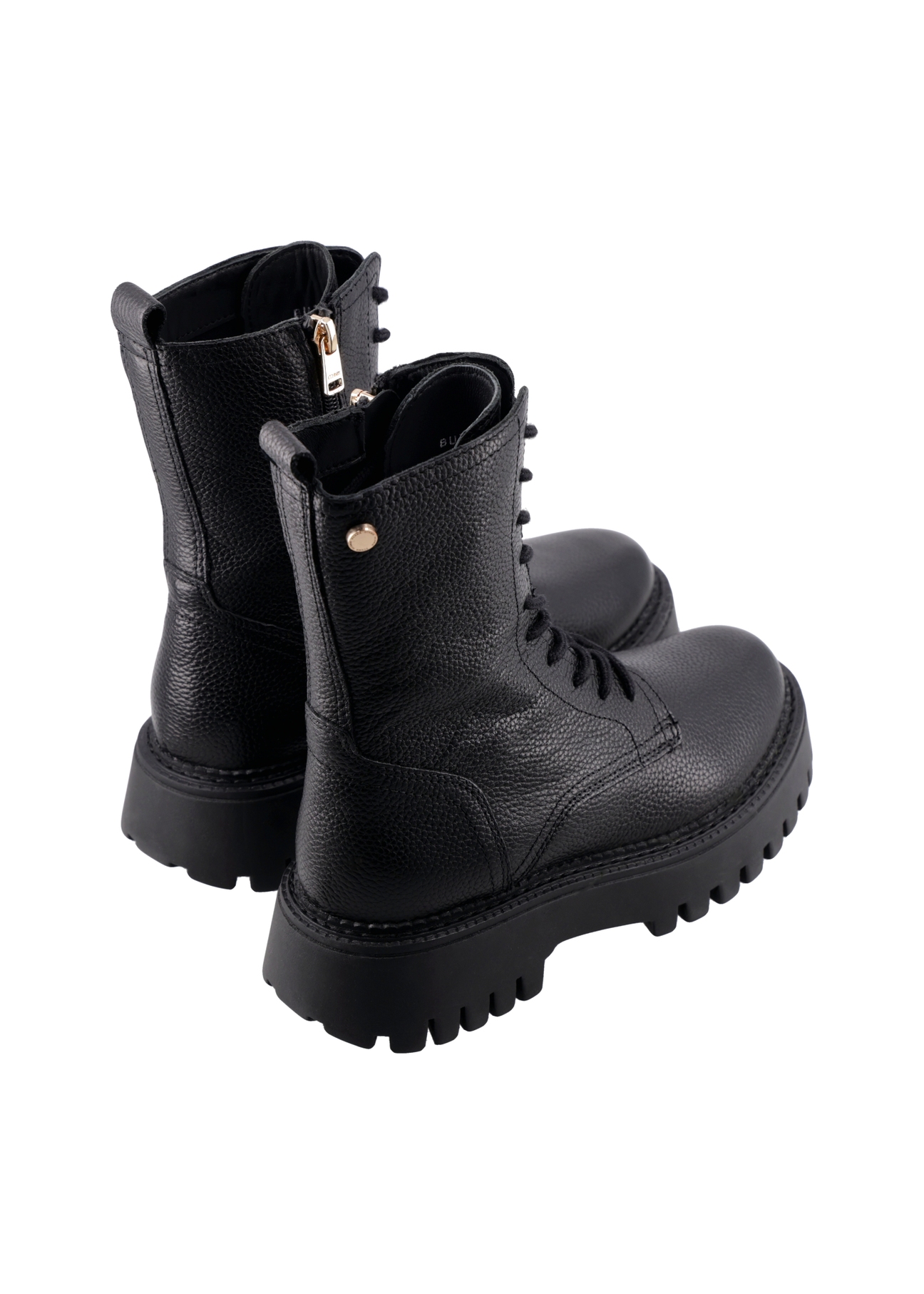 Women's leather boots in black color BUTYD-1004-99(Z26) - rear view of the product, on a white background.