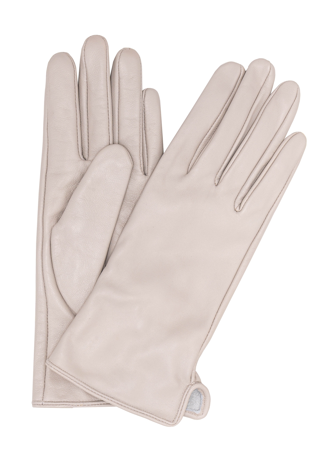 Women's white leather gloves REKDS-0100-12(Z25), product view from the front on a white background.