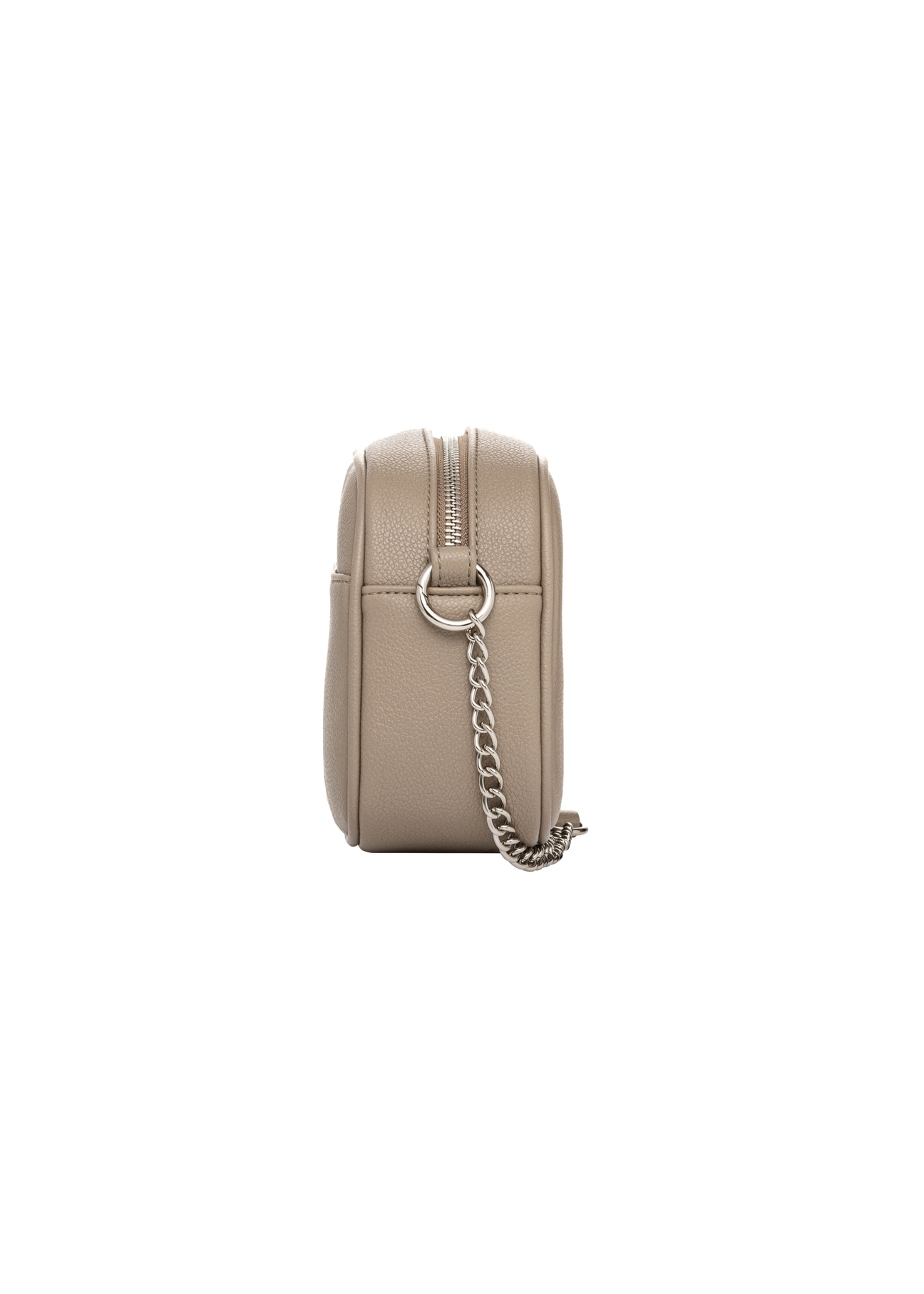 Small women's handbag in cool beige color TOREC-1285-1K(Z26), product view from the side on a white background.