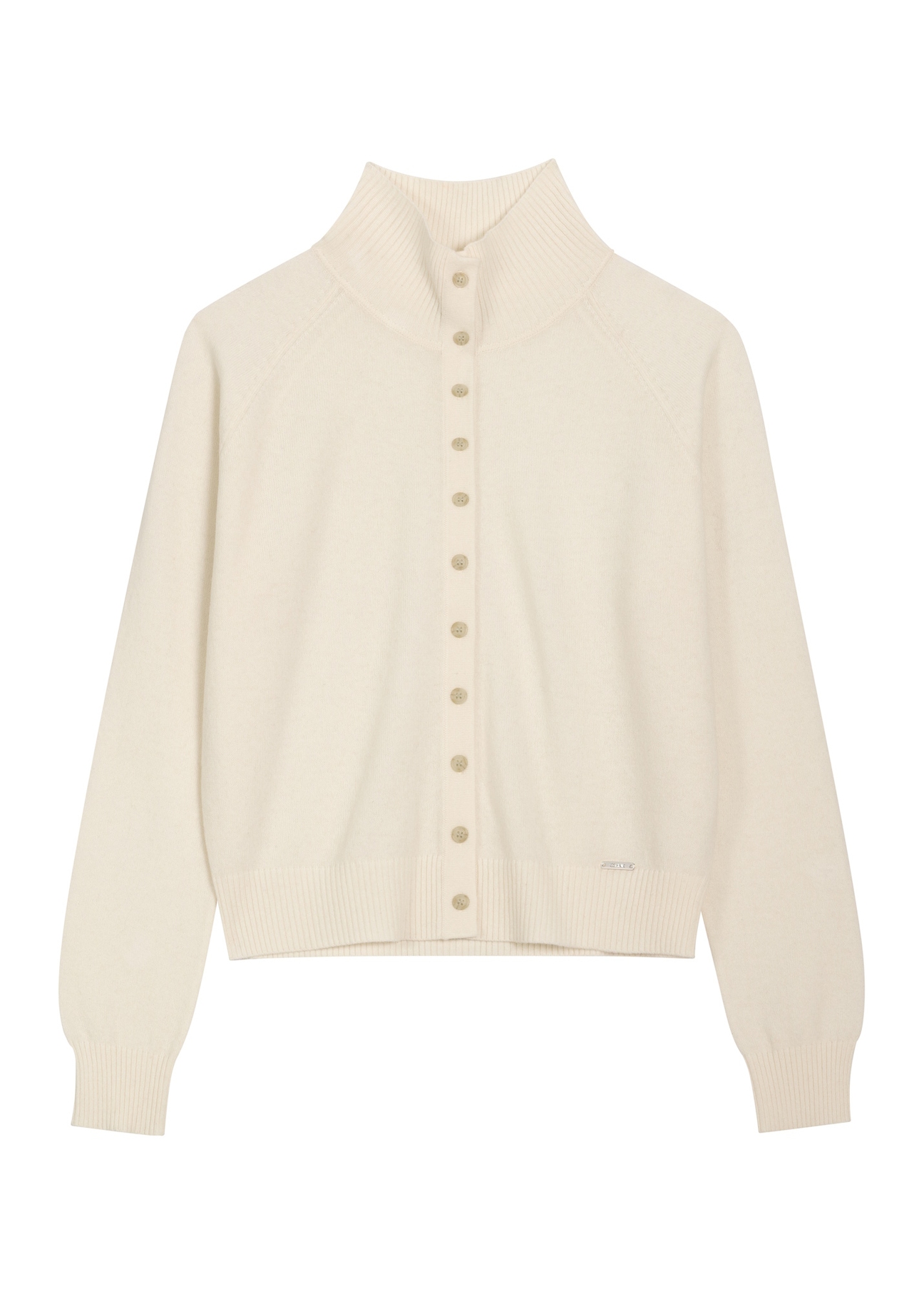 Cream women's cashmere blend cardigan KARDT-0069-0B(Z26), front product view on white background.