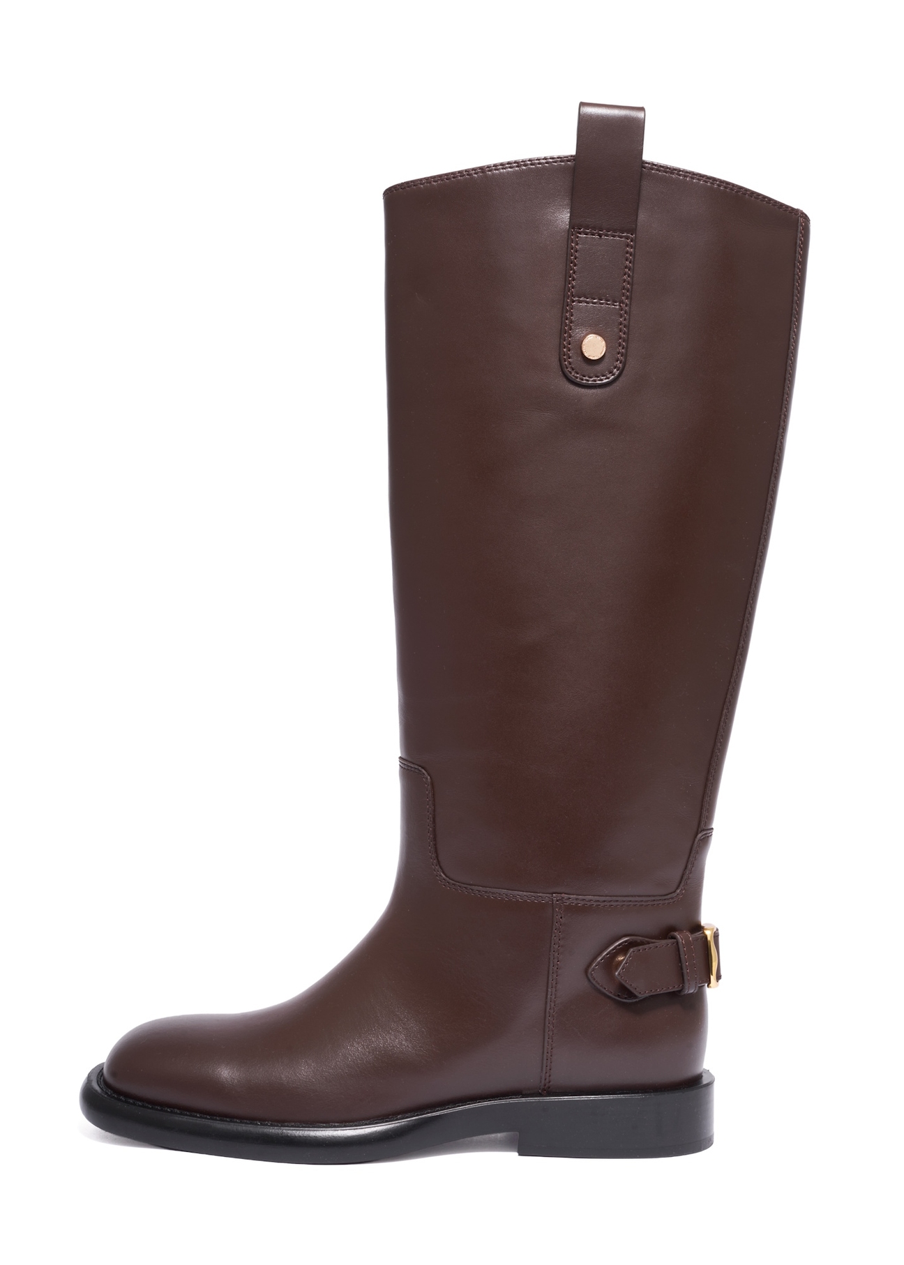 Women's dark brown leather boots BUTYD-1333-1I(Z26) – side view of the product on a white background.