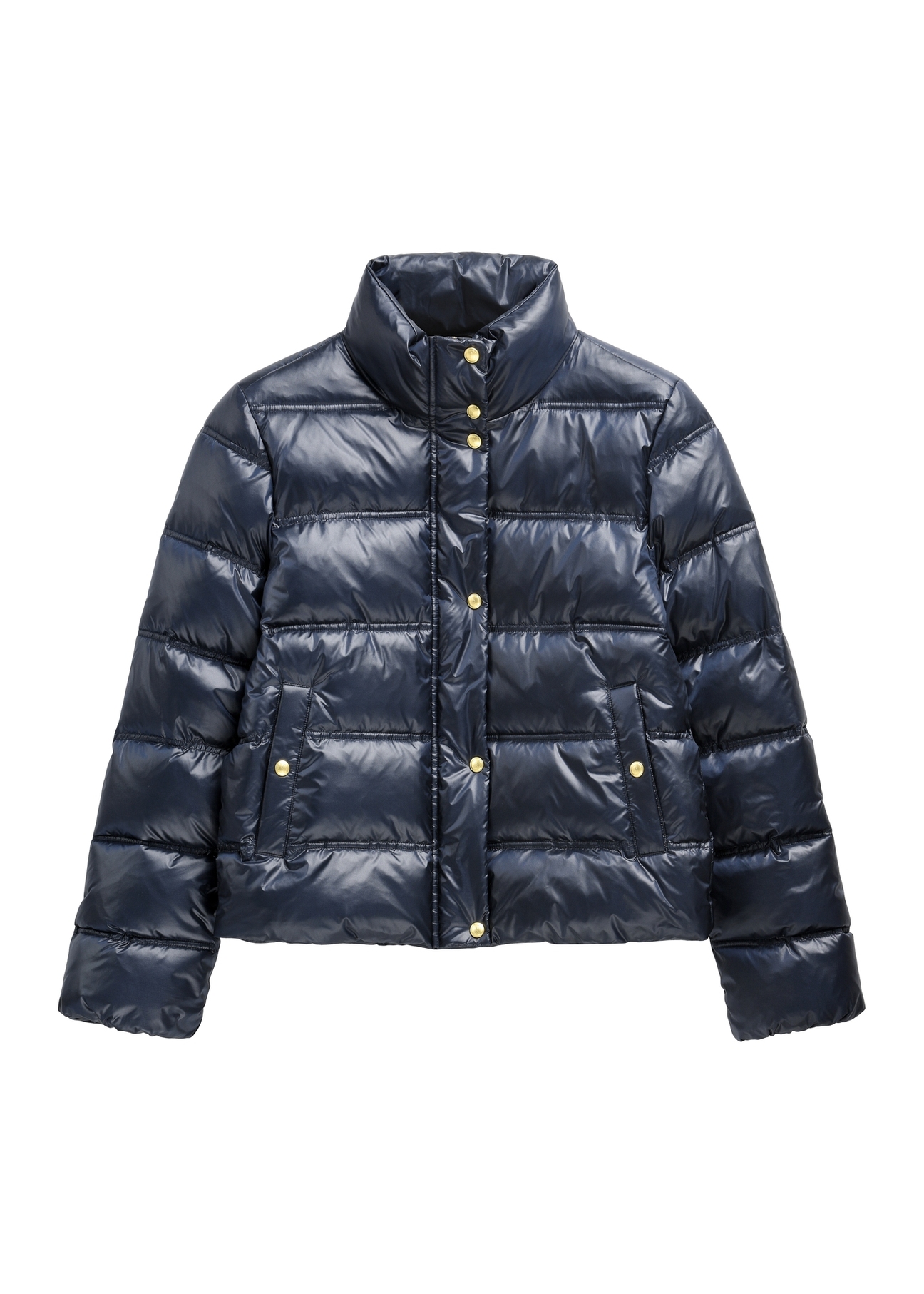Navy blue women's jacket with stand-up collar KURDT-0669-7E(Z26)