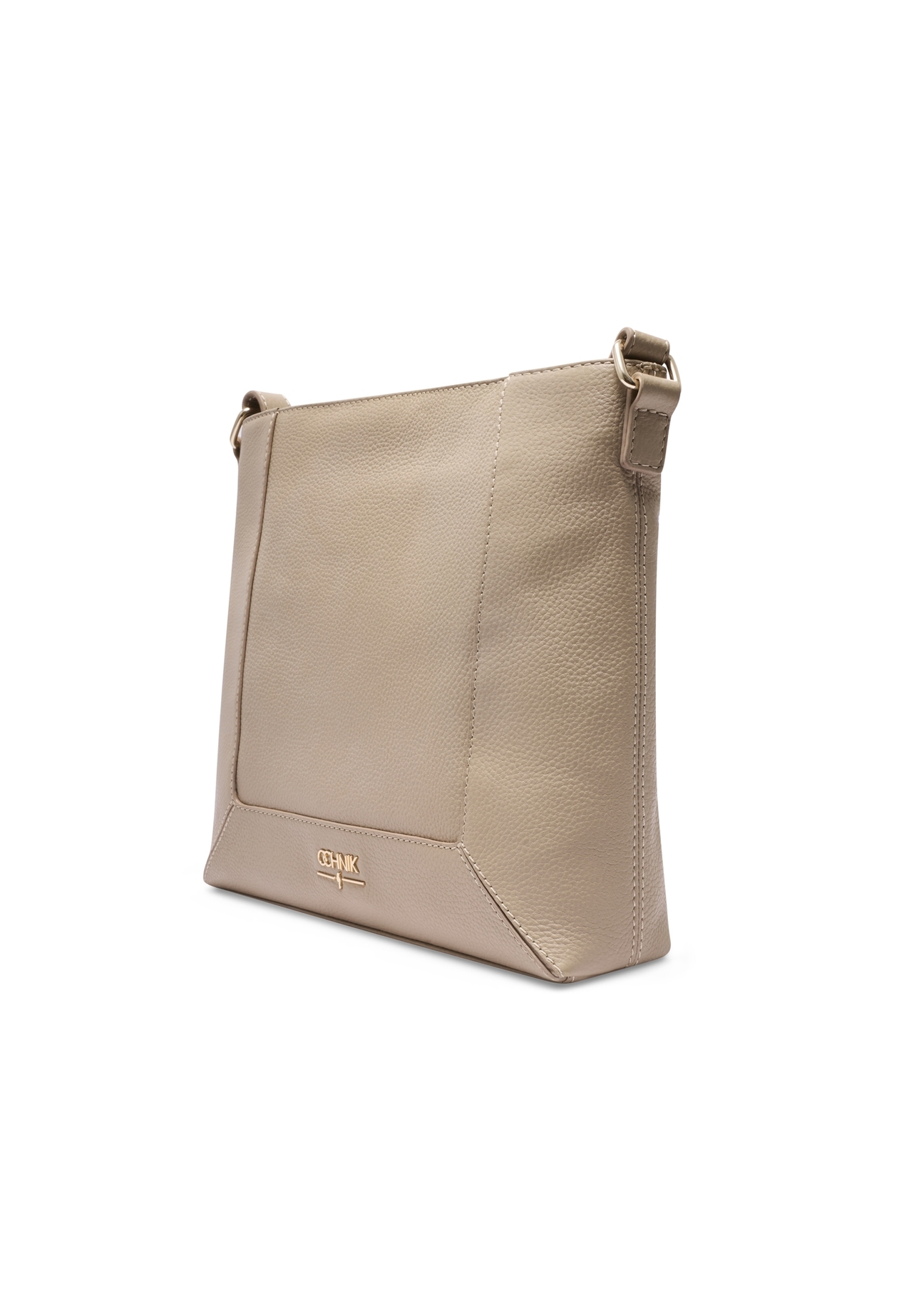 Beige leather women's handbag TORES-1265-1B(W26) - diagonal product view, on a white background.