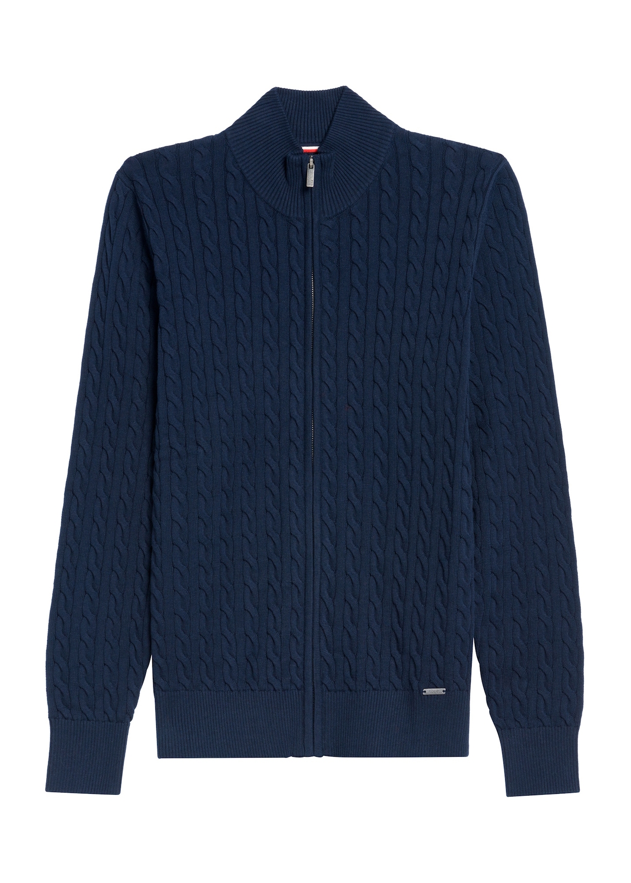 Navy blue men's zipper sweater SWEMT-0169-68(Z25) - front product view on white background.