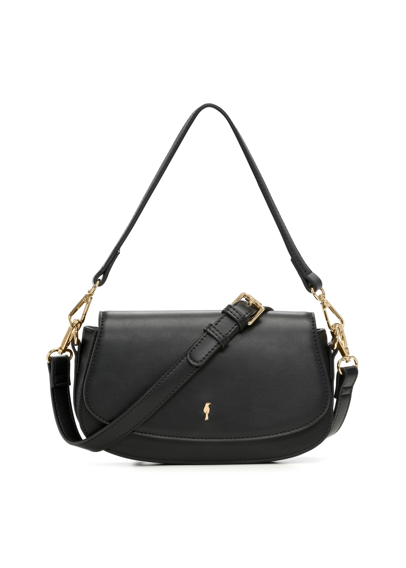 Small black women's handbag TOREC-1264-99(Z26), product view from the front on a white background.